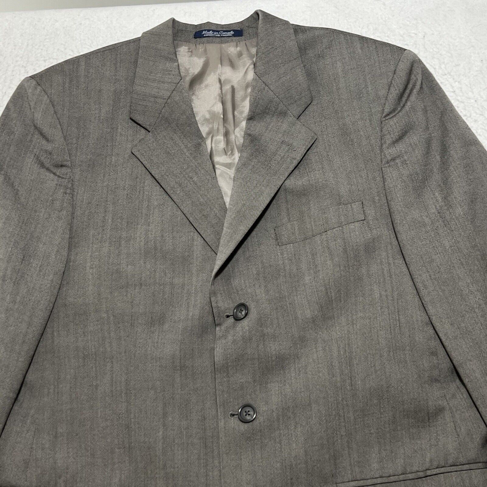Vintage Vintage Kasper 42L Wool Suit Jacket Gray Career Coat Canada Size 42L - 2 Thumbnail