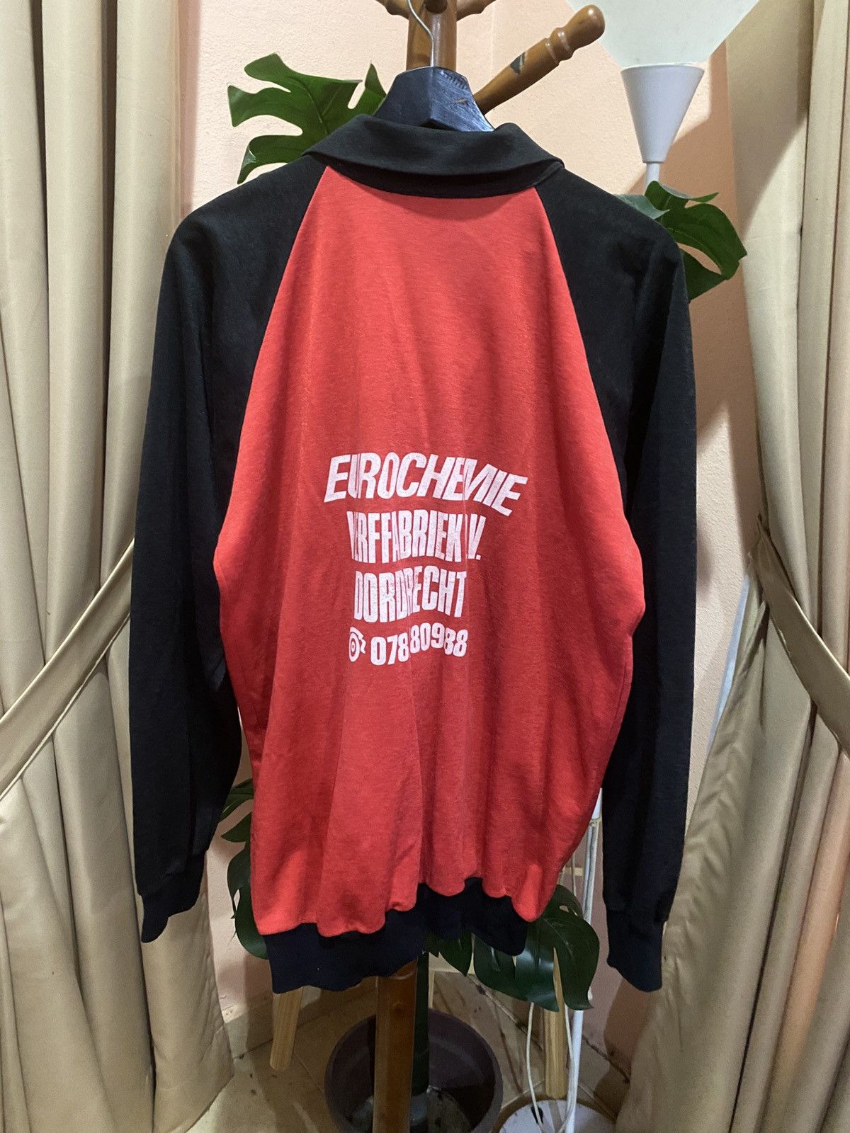 Vintage 1980s Eurochemie Dordrecht Red & Black Zip-Up Track Jacket Size US L / EU 52-54 / 3 - 1 Thumbnail