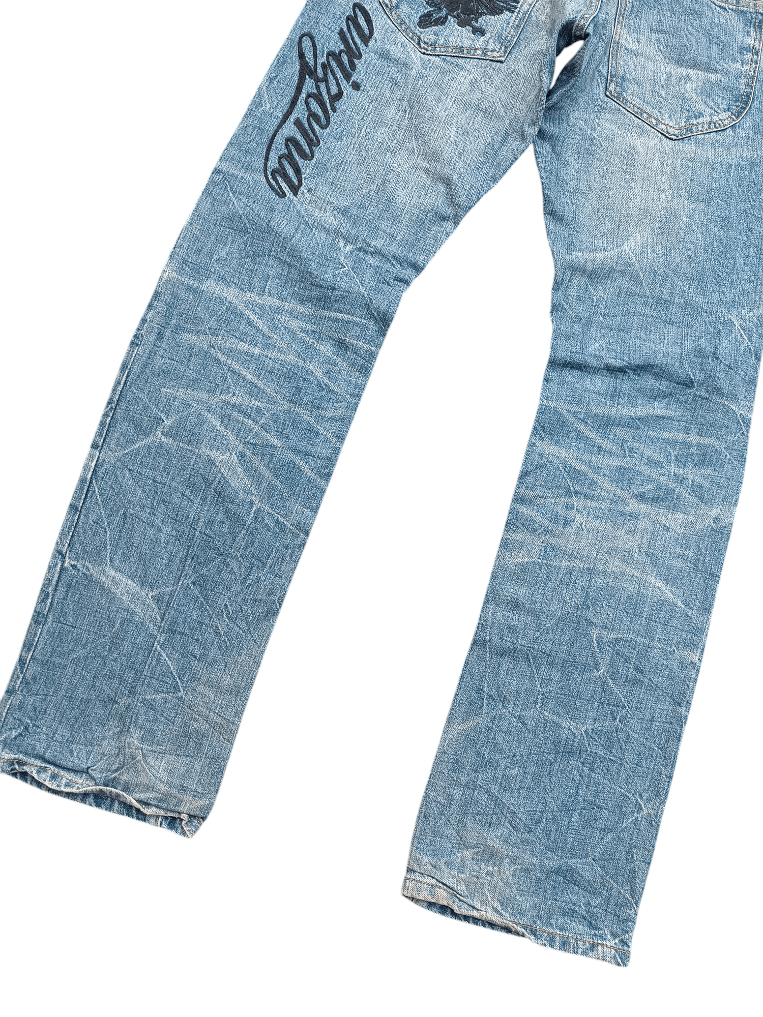 Japanese Brand GERONIMO Embroidery Native Indians Spirit Distressed Jeans Size US 32 / EU 48 - 12 Thumbnail