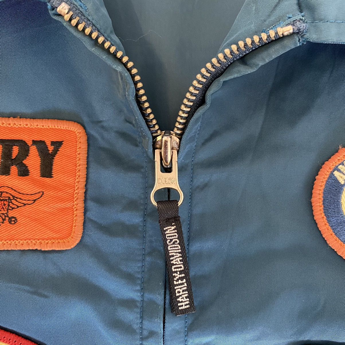 Harley Davidson Vintage Harley Davidson Patches Nylon Zipper Jacket Size US L / EU 52-54 / 3 - 8 Thumbnail