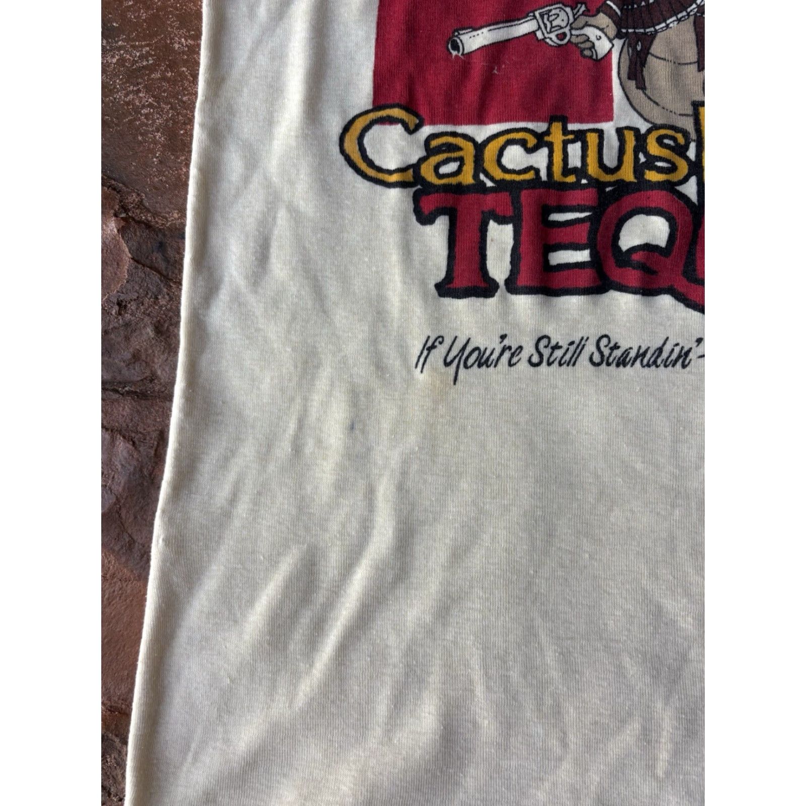 Vintage VINTAGE 80s Cactus Pancho’s Tequila Mexico T-Shirt Medium Short Sleeve Crew Neck Men’s Cotton Blend Knit Logo Graphic Print Cream Size US M / EU 48-50 / 2 - 6 Thumbnail