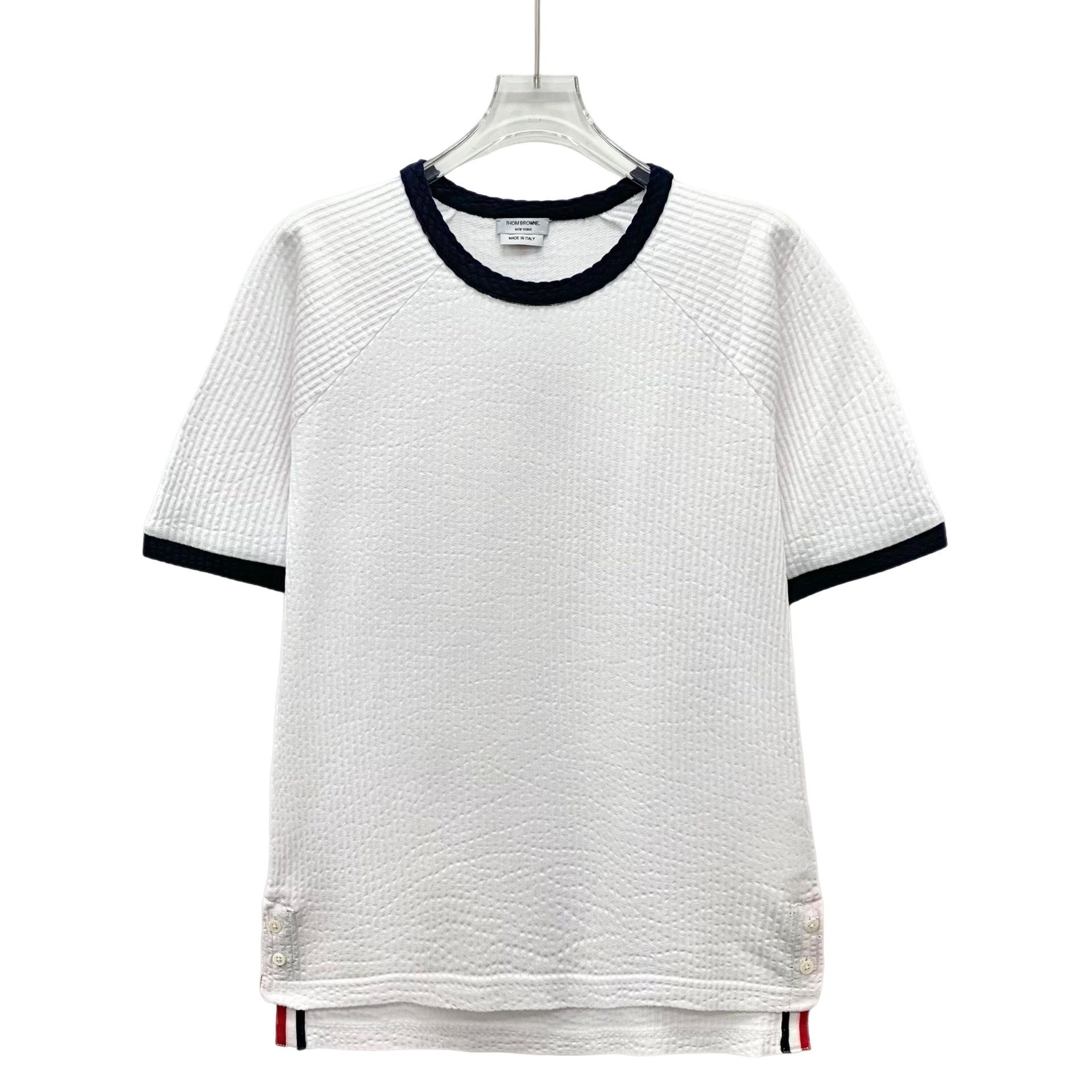 Thom Browne Thom Browne Seersucker Cotton T-Shirt US XS Size US XS / EU 42 / 0 - 1 Thumbnail