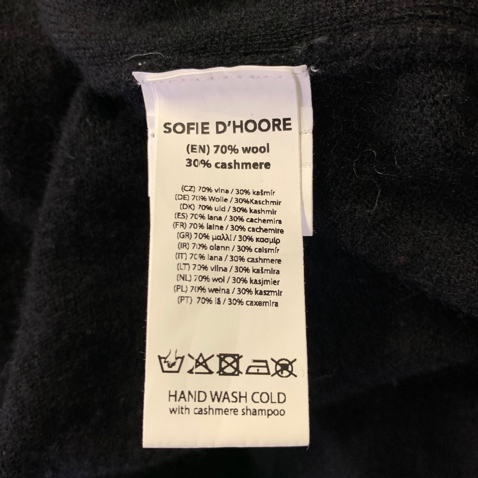 SOFIE D'HOORE SOFIE D'HOORE Size S Black Wool Cashmere Crewneck Sweater Size S / US 4 / IT 40 - 5 Thumbnail