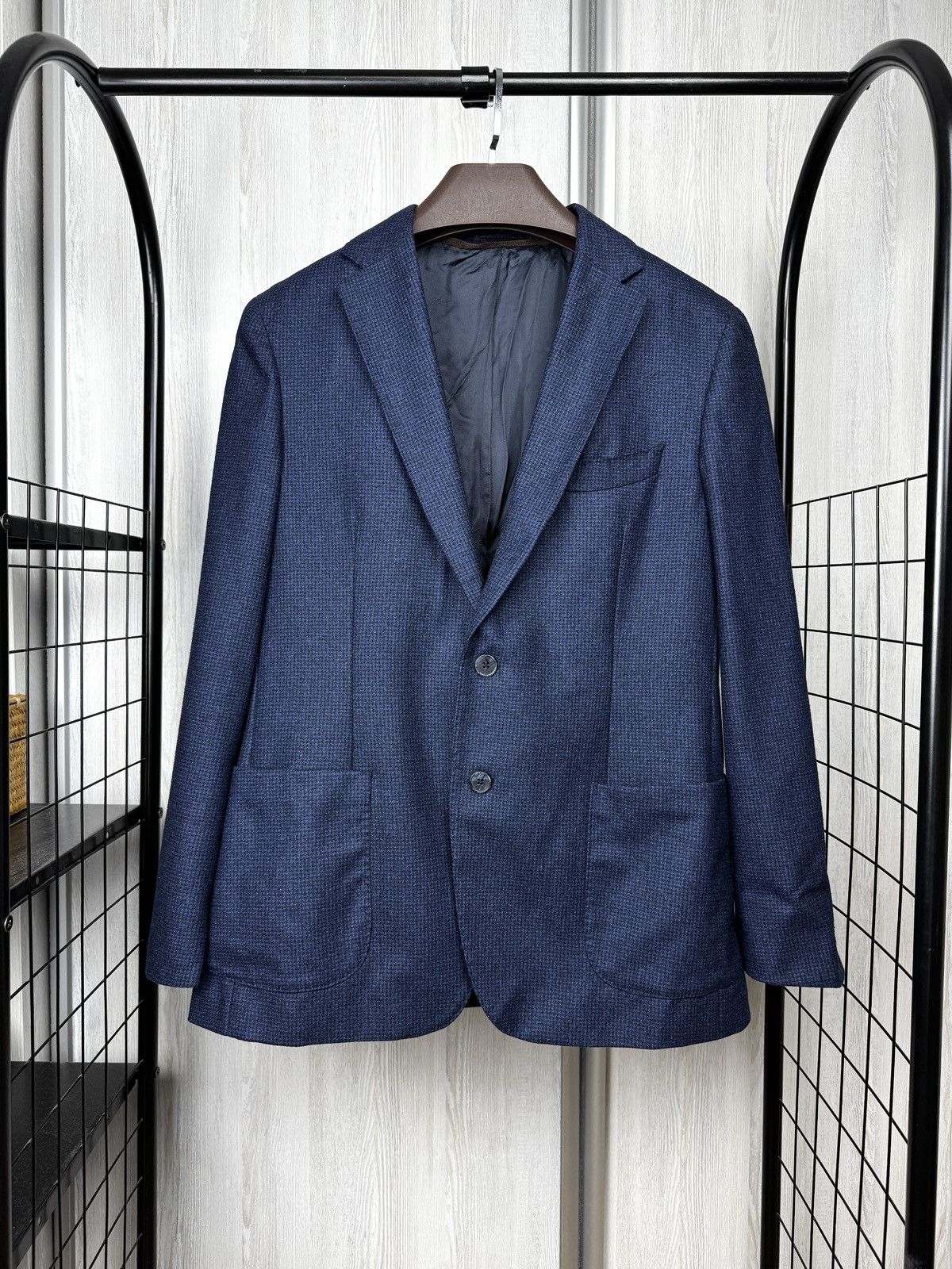 Boggi Boggi Milano Blue checkered houndstooth wool blazer Size 40R - 1 Thumbnail
