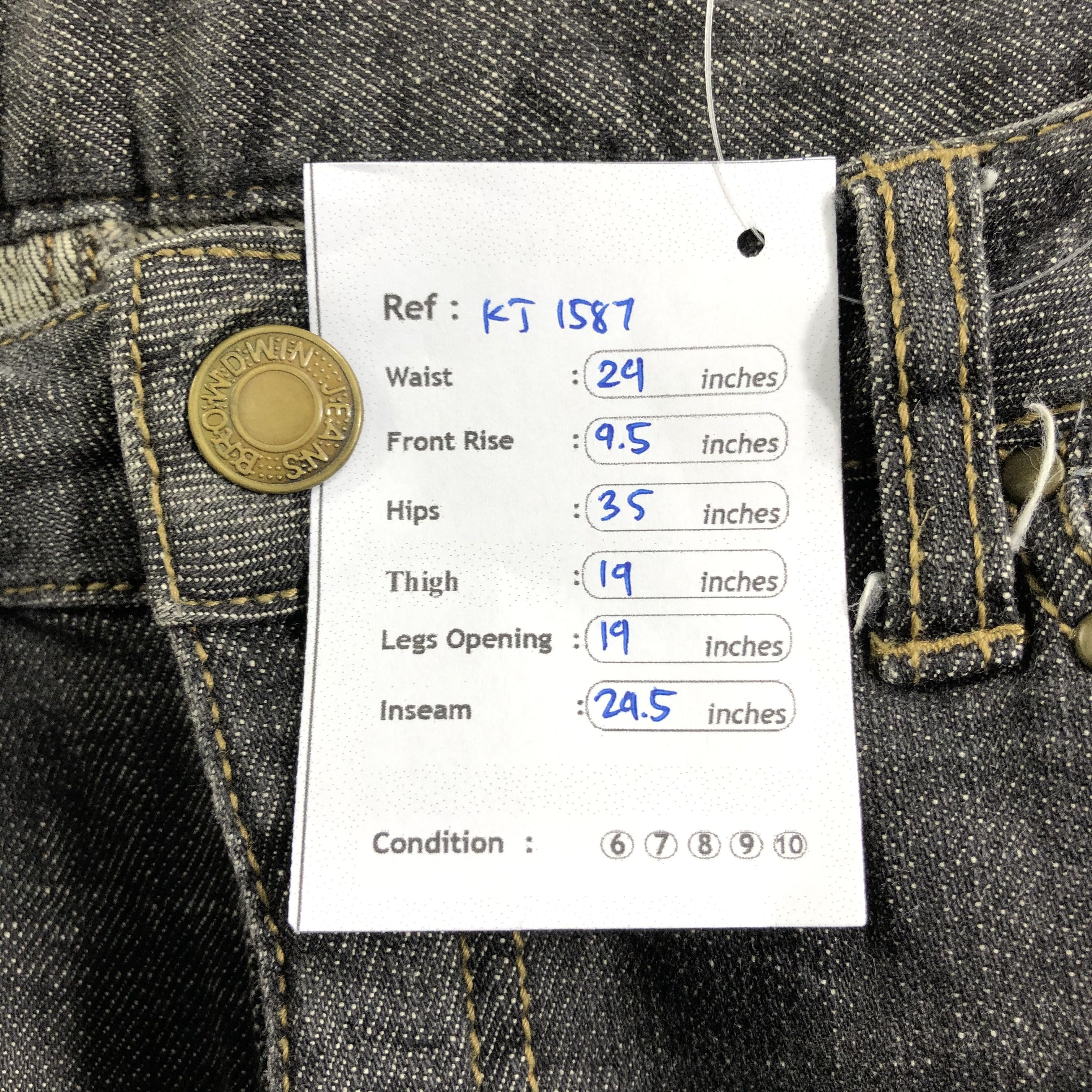Japanese Brand Browdwin Jeans Faded Black Flare Denim KJ1587 Size 29" - 10 Thumbnail