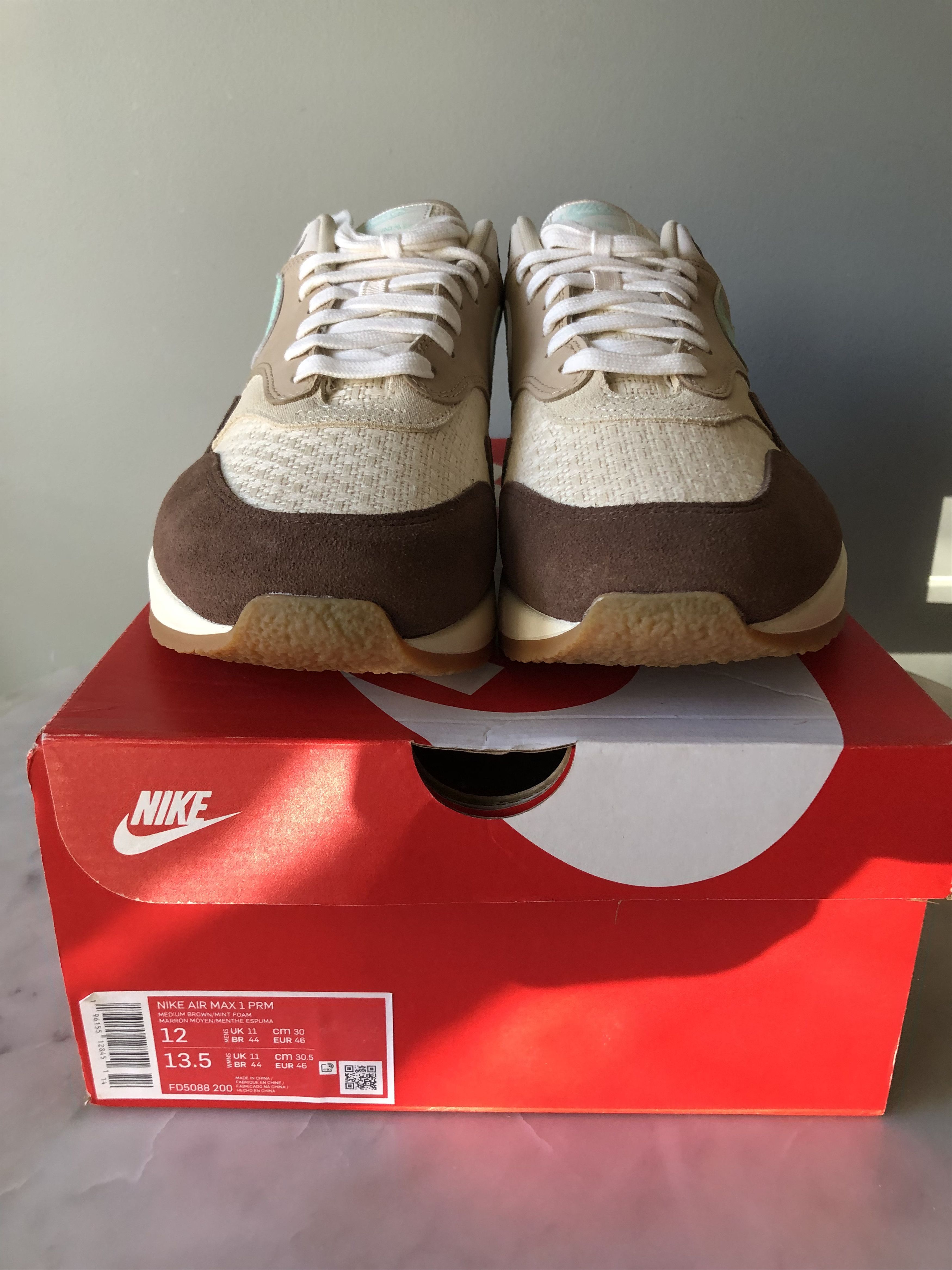 Nike Nike Air Max 1 Crepe Hemp Mint Brown Mens Brand New DS sz 12 Size US 12 / EU 45 - 2 Thumbnail