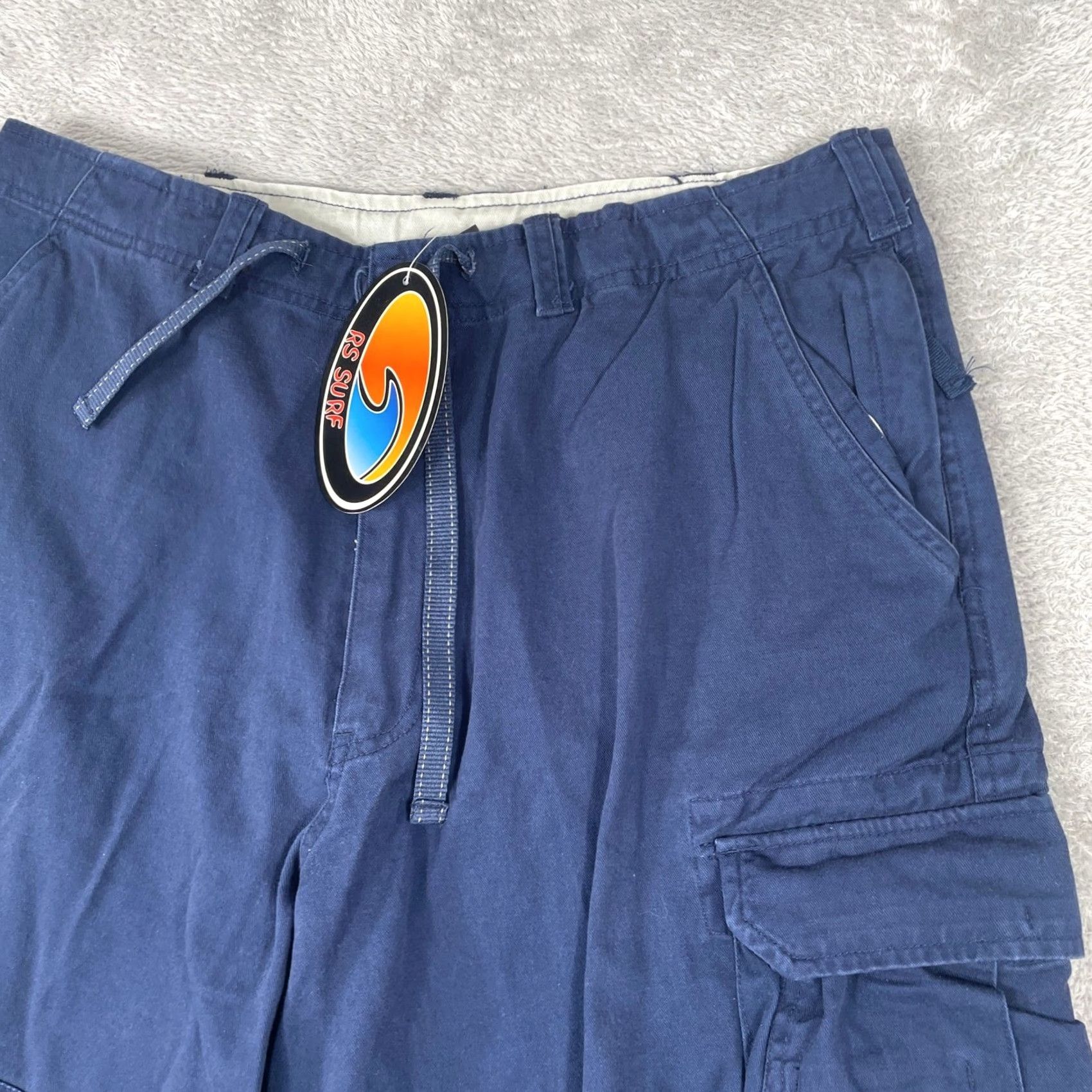 Vintage RS Surf Cargo Shorts Mens Large Navy Blue Baggy Skater Y2K Style Size US 34 / EU 50 - 3 Thumbnail
