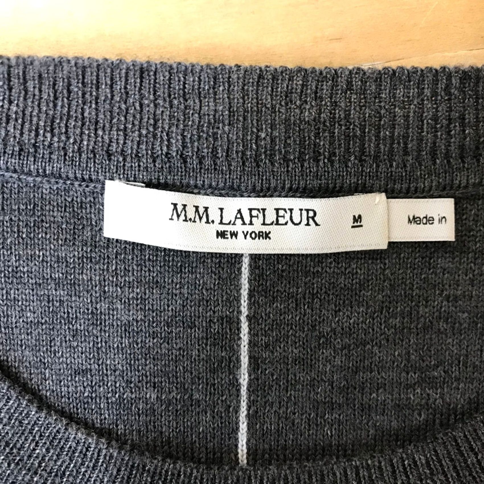 M.M.LaFleur M.M.LaFleur Charcoal Grey 100% Merino Wool Pinstripe Crewneck Sweater Mens M Size US M / EU 48-50 / 2 - 7 Thumbnail