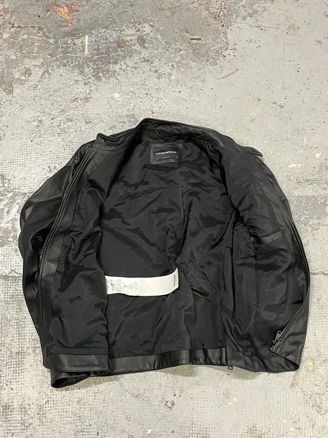 Emporio Armani SS2017 Emporio Armani Biker Padded Black Leather Jacket Size US M / EU 48-50 / 2 - 8 Thumbnail