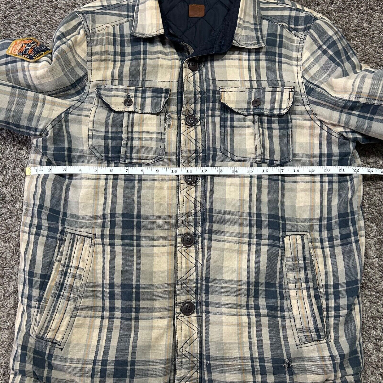 Vintage Thrashed Flannel Jacket Quilt Lined Button Up Plaid y2k Size US L / EU 52-54 / 3 - 7 Thumbnail
