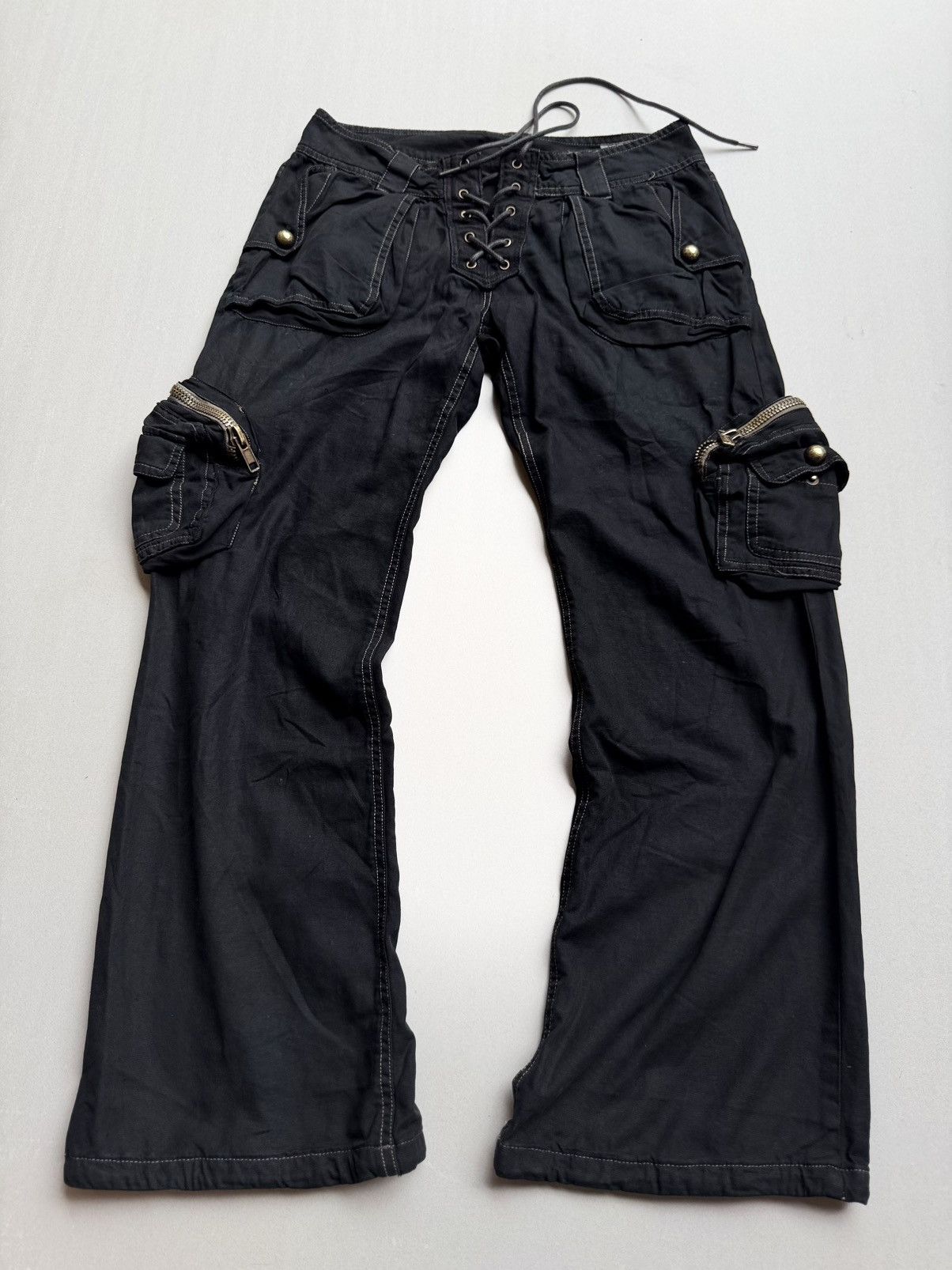 Japanese Brand KM lace up flare cargo pants Size US 28 / EU 44 - 1 Thumbnail