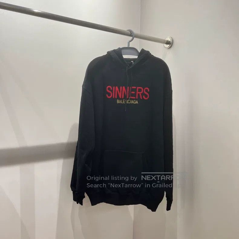 Balenciaga Slogan Letter Hooded Sweatshirt
