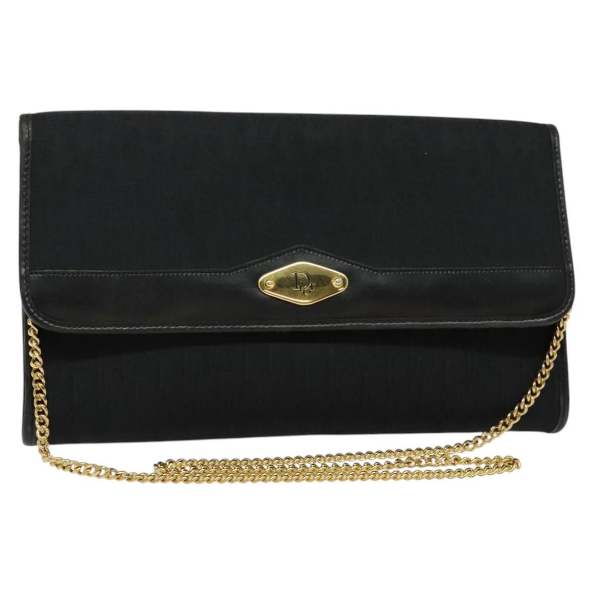 Dior DIOR Trotter Canvas Chain Shoulder Bag Black Gold Size ONE SIZE - 1 Thumbnail