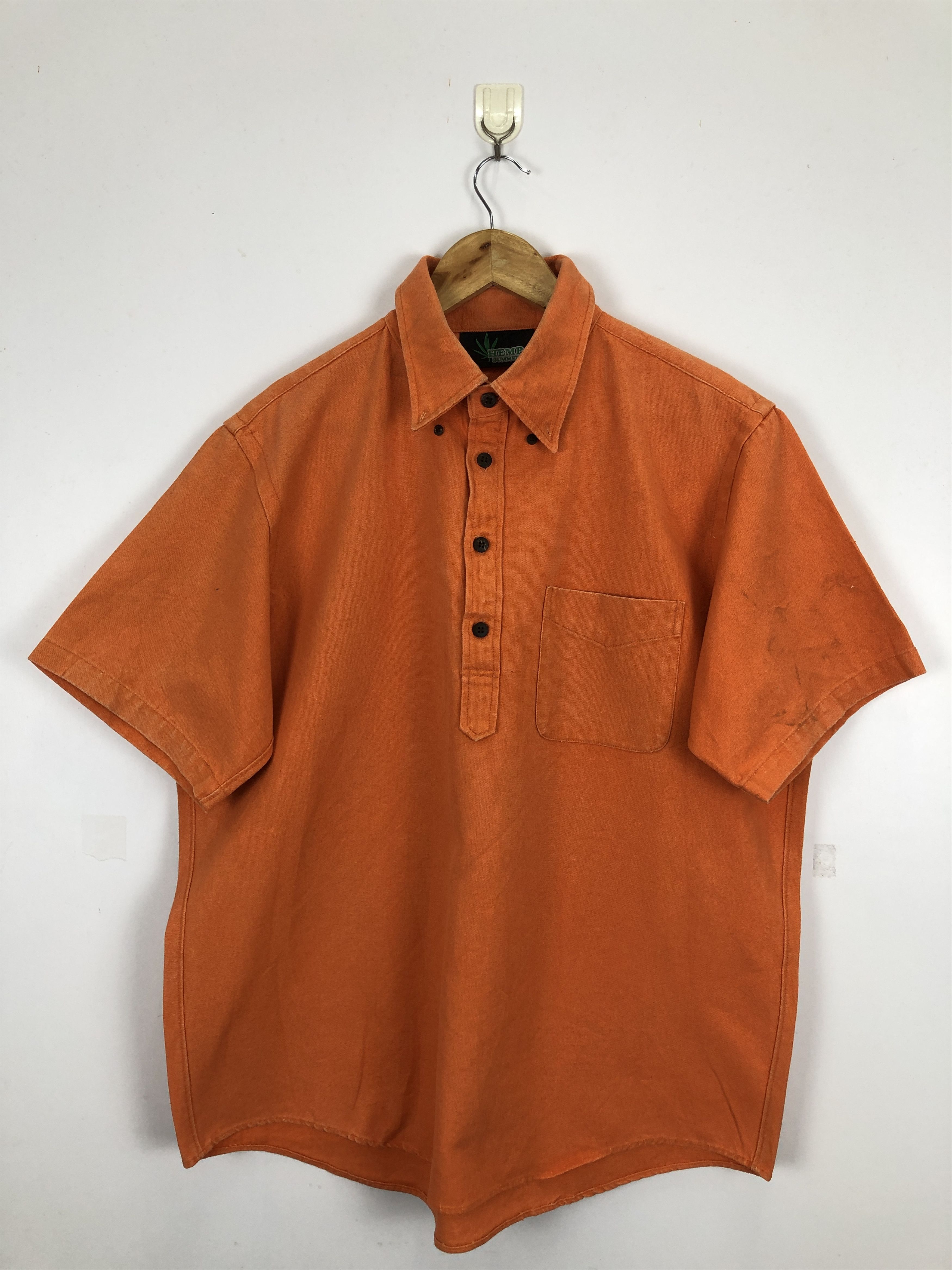 Japanese Brand × Vintage Vintage Hemp Single Pocket Short Sleeve Shirt J1696 Size US L / EU 52-54 / 3 - 1 Thumbnail