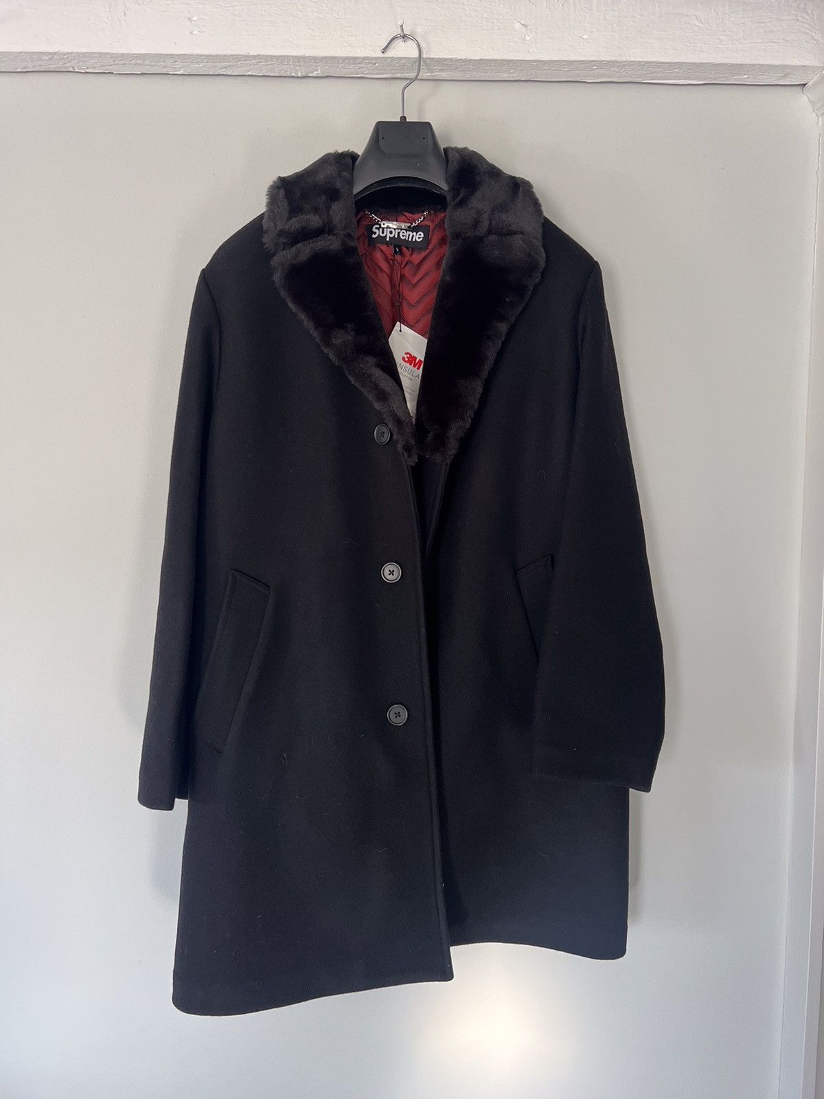 Supreme Fur Collar Tweed Coat 15aw コート Yahoo!オークション - SUPREME 15AW Fur Collar Tweed Coat