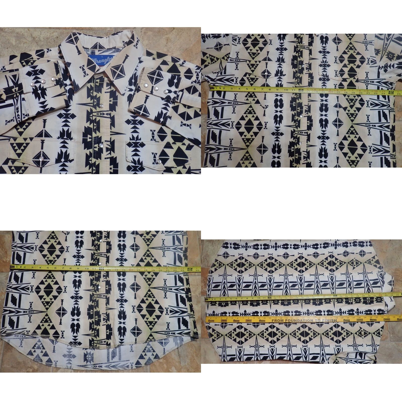 Wrangler VTG Wrangler Aztec Brushpopper? Western Rodeo Cowboy Shirt Mens L Geometric Size US L / EU 52-54 / 3 - 8 Thumbnail