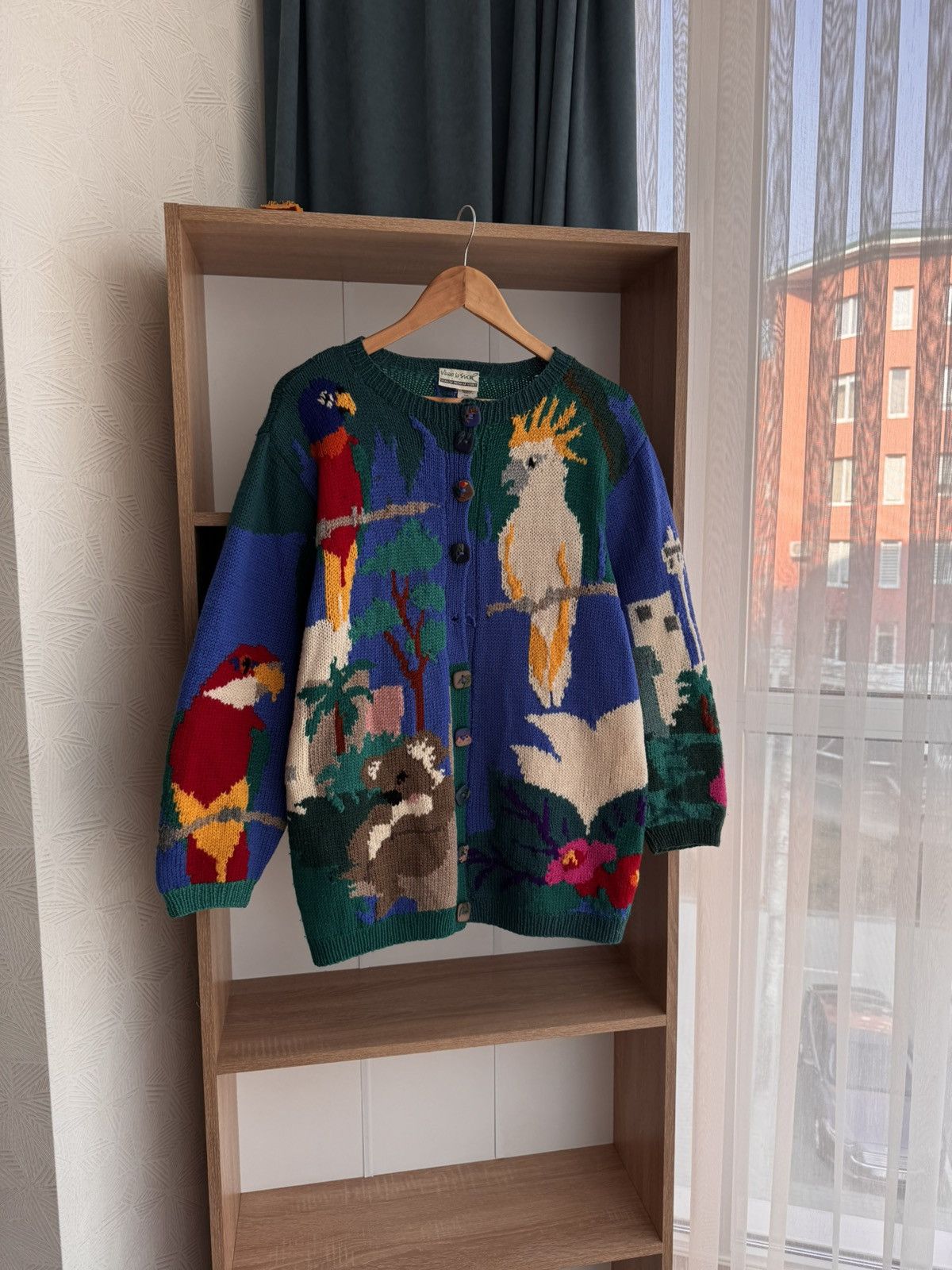Vintage Vintage Signature Sydney Parrot & Coala Luxury Wool Cardigan Size US L / EU 52-54 / 3 - 12 Thumbnail