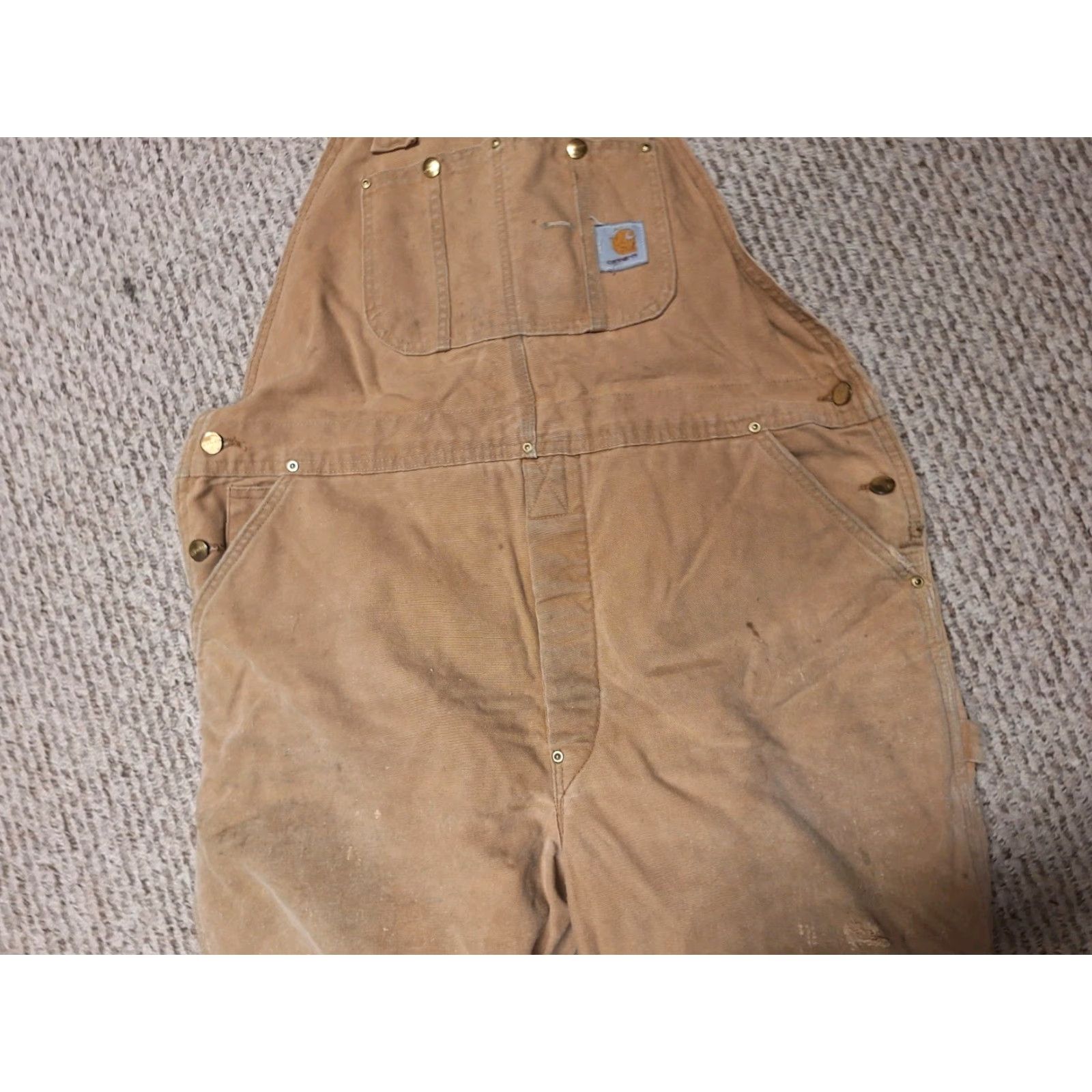 Carhartt VINTAGE Carhartt Duck Canvas Insulated Bib Overalls 42x30 Brown Workswear Distressed Double Knee USA Men Regular Overalls Winter Workwear Mens Size US 42 / EU 58 - 4 Thumbnail
