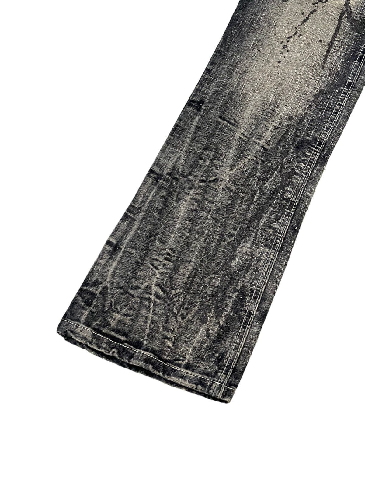 Japanese Brand Flare Jeans Black Baccara Distress Acid Wash Low Rise 8🟦0 Size US 29 - 5 Thumbnail