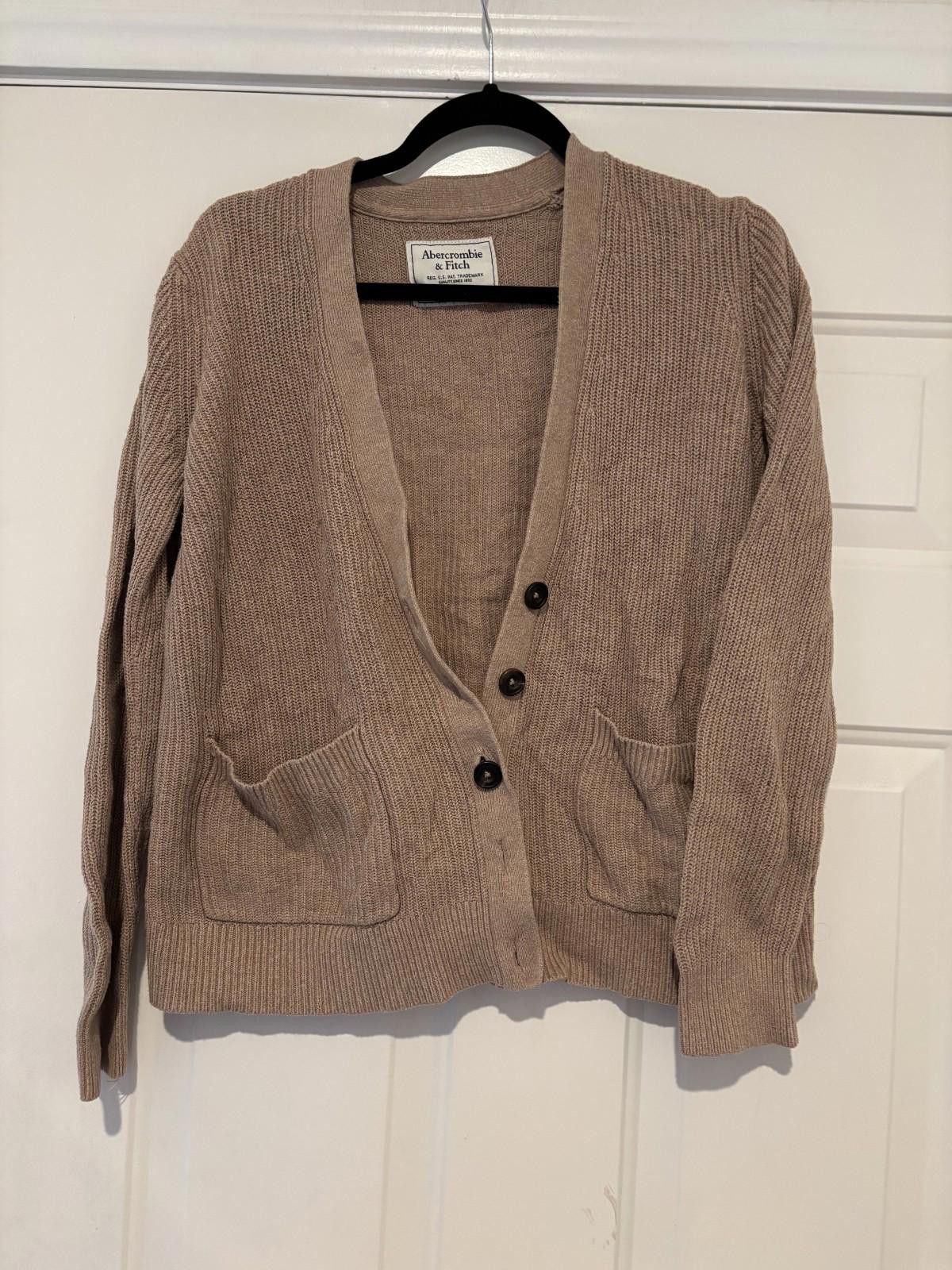 Abercrombie & Fitch Women's Abercrombie/Fitch beige/brown sz S cardigan #633 Size S / US 4 / IT 40 - 1 Thumbnail