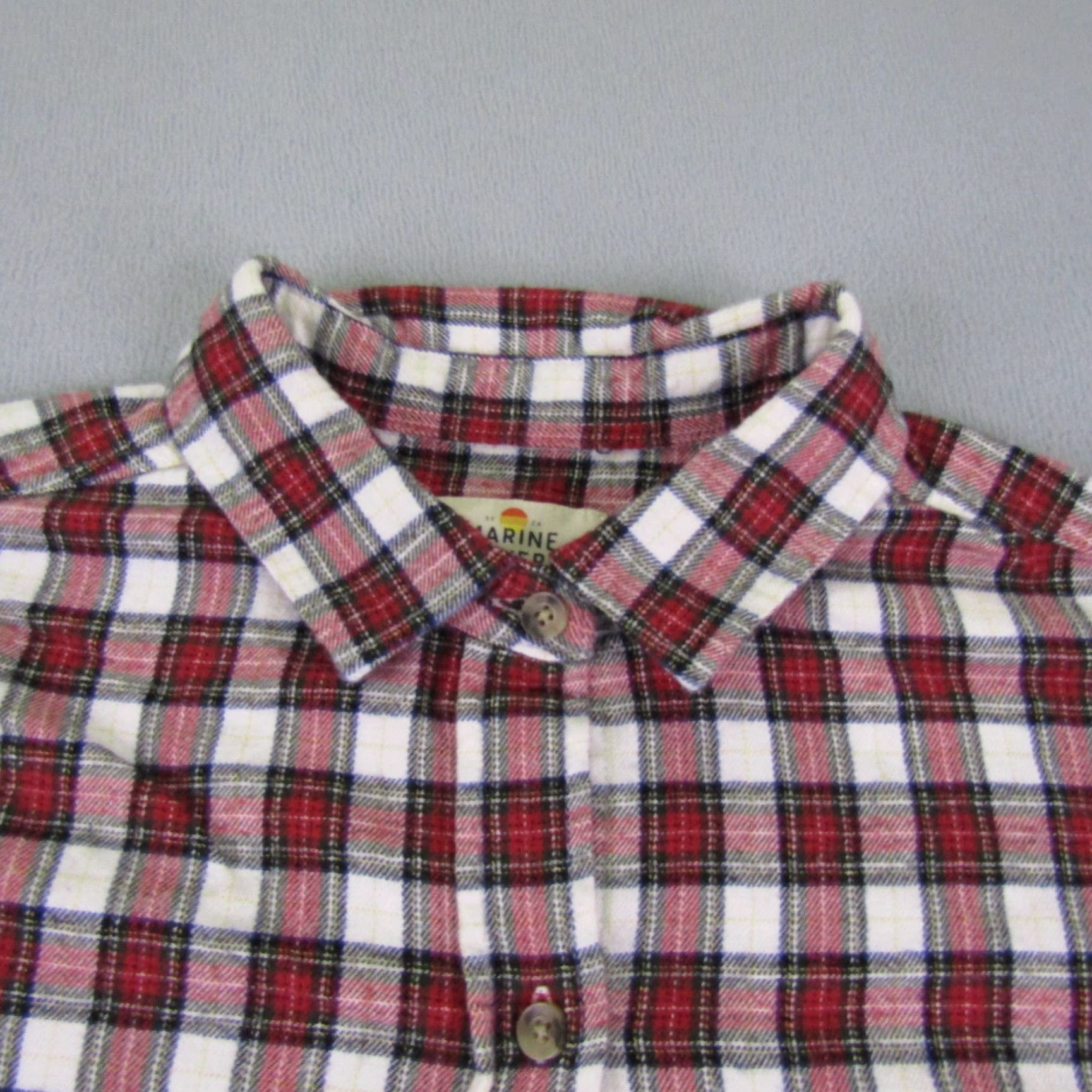 Marine Layer VINTAGE Marine Layer Women’s Flannel Shirt Casual Long Sleeve Button-Up Organic Cotton Red Plaid 90s Womens Size M / US 6-8 / IT 42-44 - 2 Thumbnail