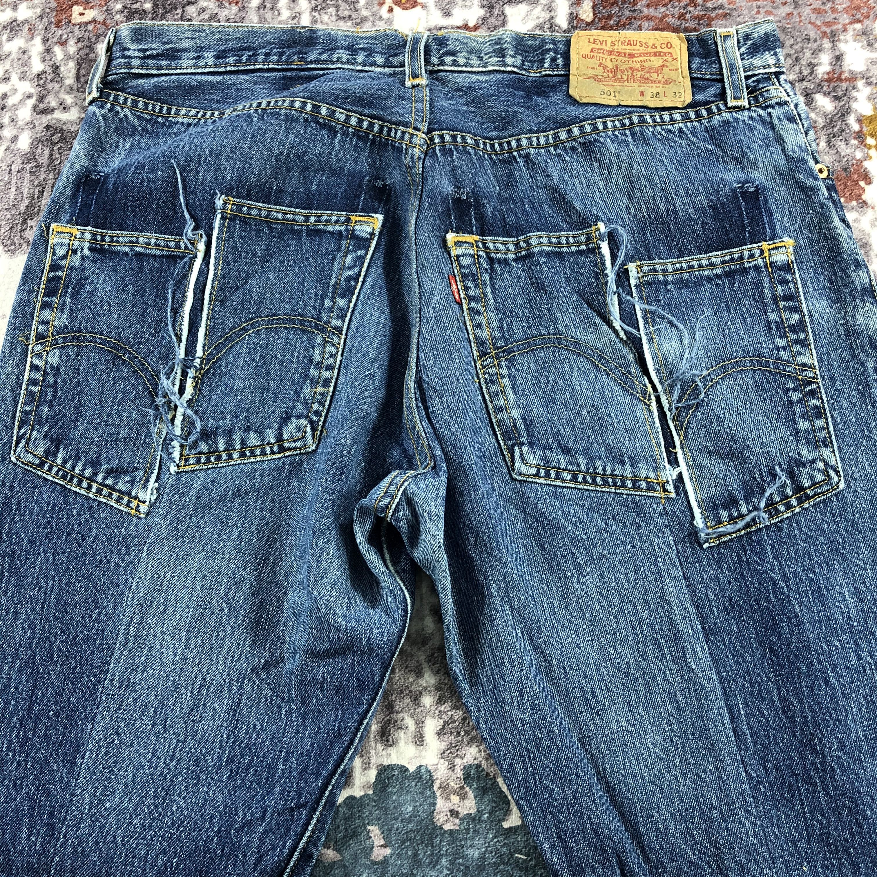 Levi's 90s Vintage Blue Wash Levis 501 Jeans-JM2378 Size US 36 / EU 52 - 5 Thumbnail