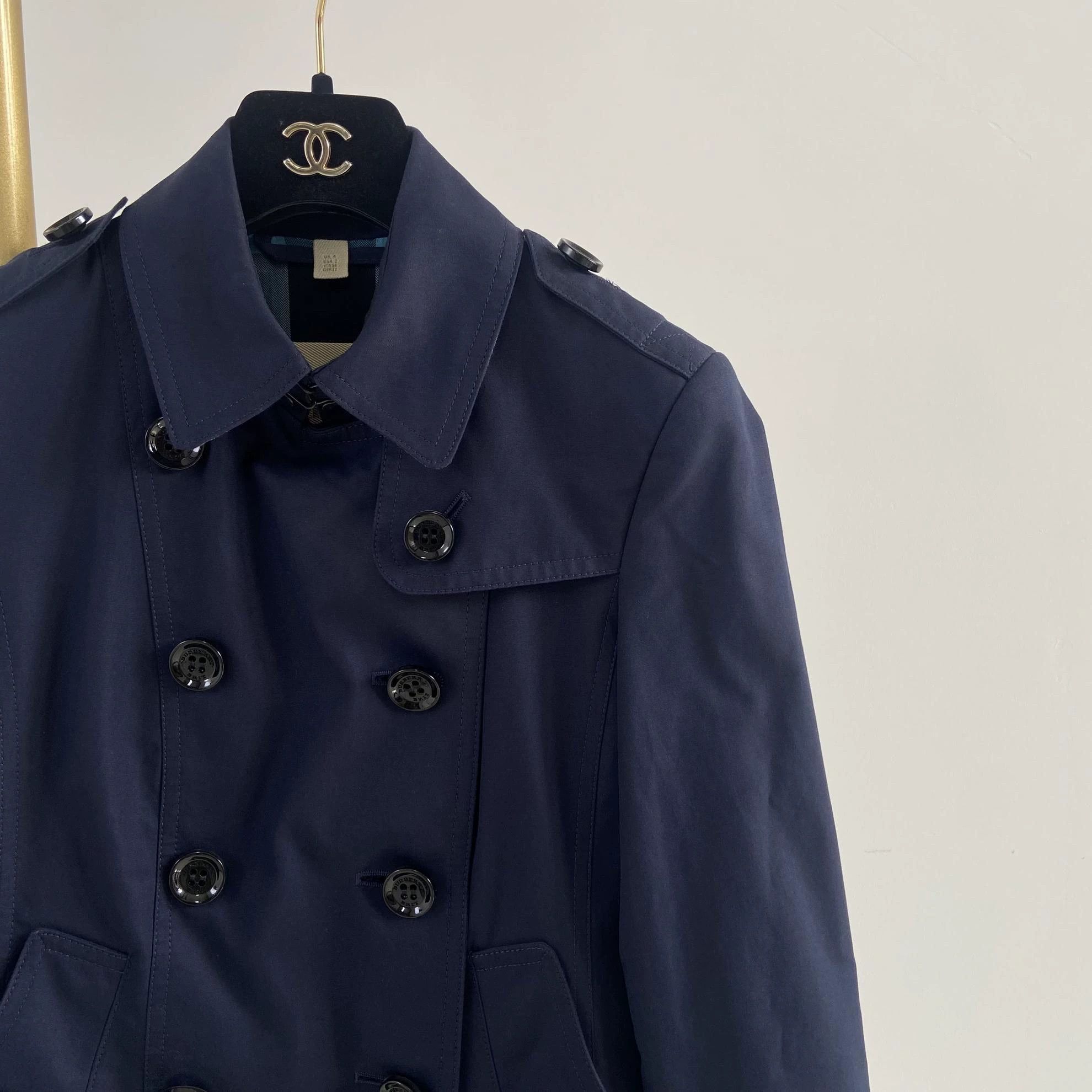 Burberry Burberry Short Trench Coat Navy UK4 Size XS / US 0-2 / IT 36-38 - 3 Thumbnail