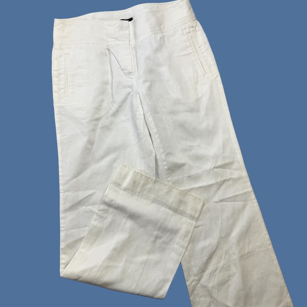 J.Crew J.CREW Pants Womens 6 White Linen Blend Wide-Leg Coastal Beach 30x29 Size 28" / US 6 / IT 42 - 1 Thumbnail