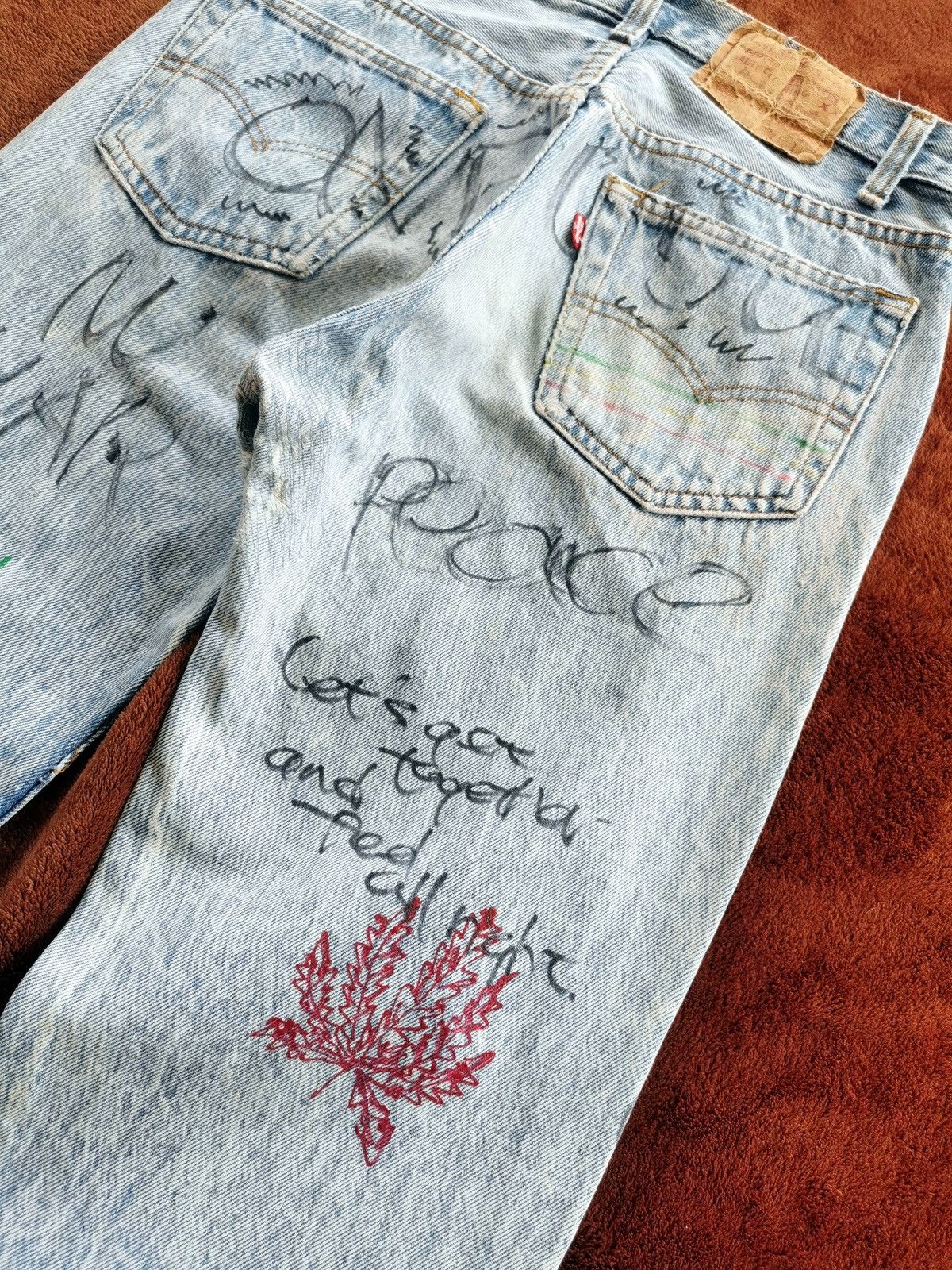 Levi's 90s Vintage Levis 501 Bob Marley Hitomi Handmade Denim Jeans Size US 28 / EU 44 - 8 Thumbnail