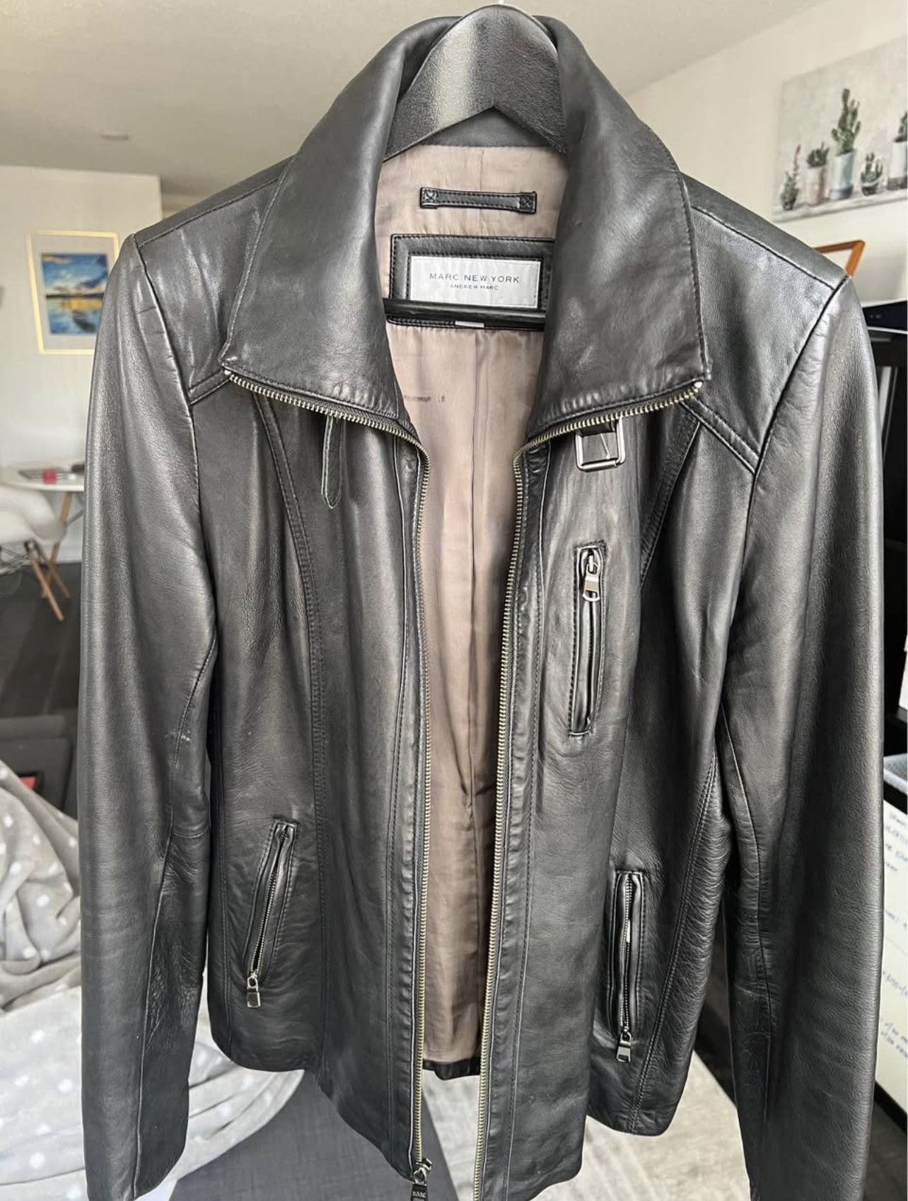 Andrew Marc Marc New York, Moto leather, lambskin jacket Size M / US 6-8 / IT 42-44 - 1 Thumbnail