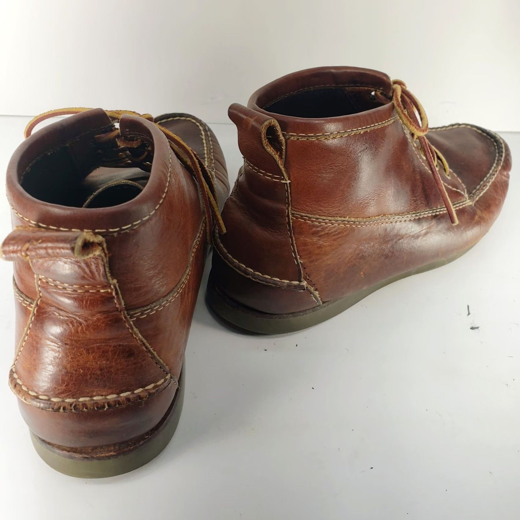 Vintage L.L. Bean Eastport Chukka Boots Mens 10.5 D Brown Leather Moc Toe Casual Dressy Black? Size US 11 / EU 44 - 4 Thumbnail