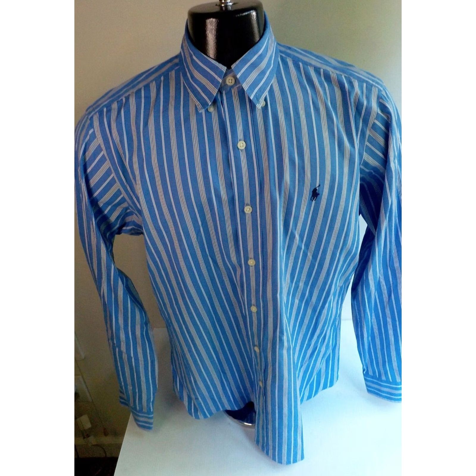 Ralph Lauren Ralph Lauren Button-Front Shirt Blue White Black 100% Cotton Striped Classic Fit LS Size Med Mens Size US M / EU 48-50 / 2 - 2 Thumbnail
