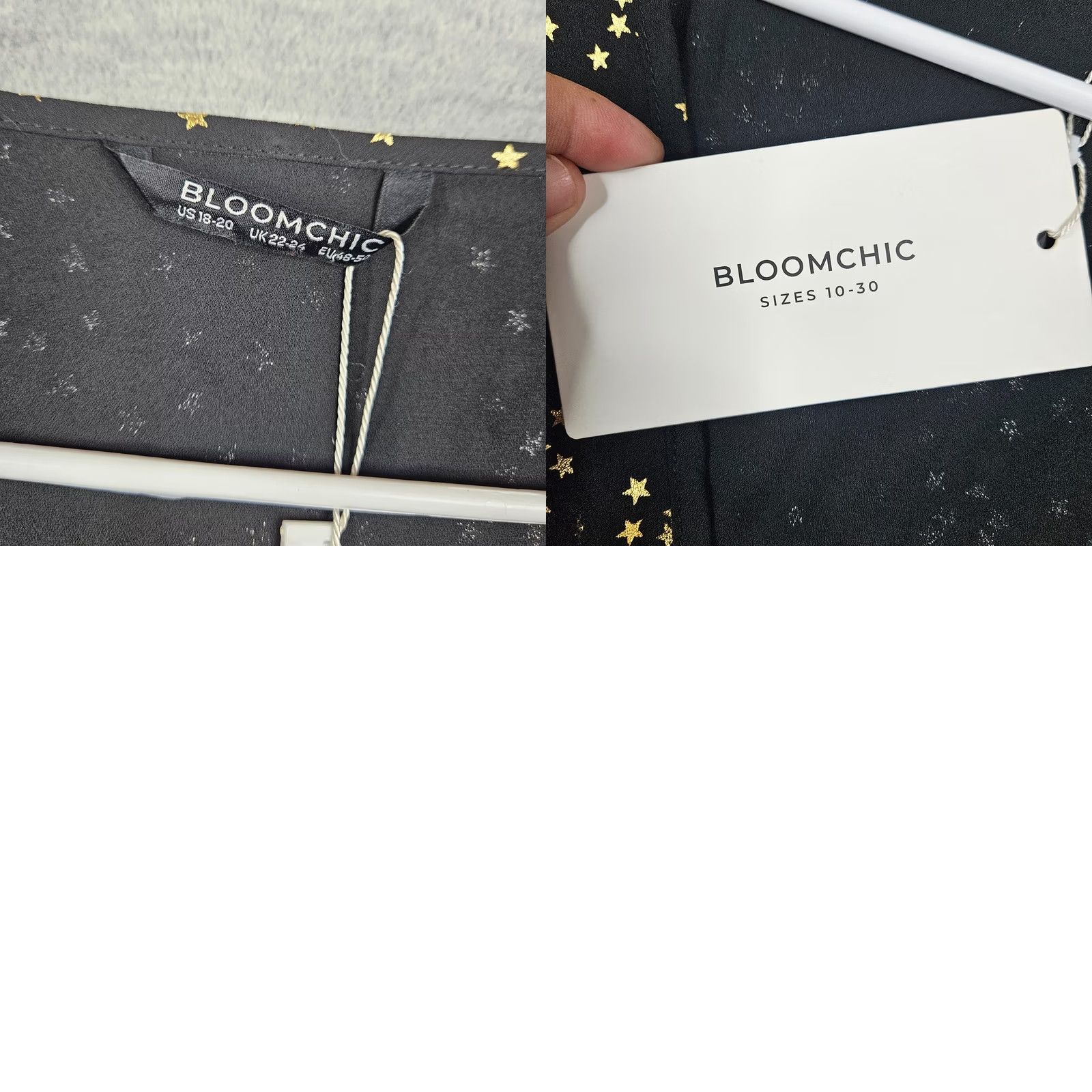 Vintage BLOOMCHIC Blouse Women's Black Gold Star Asymmetrical Lantern Sleeve Shirt Plus Size 18-20 Size XXL / US 16-18 / IT 52-54 - 8 Thumbnail