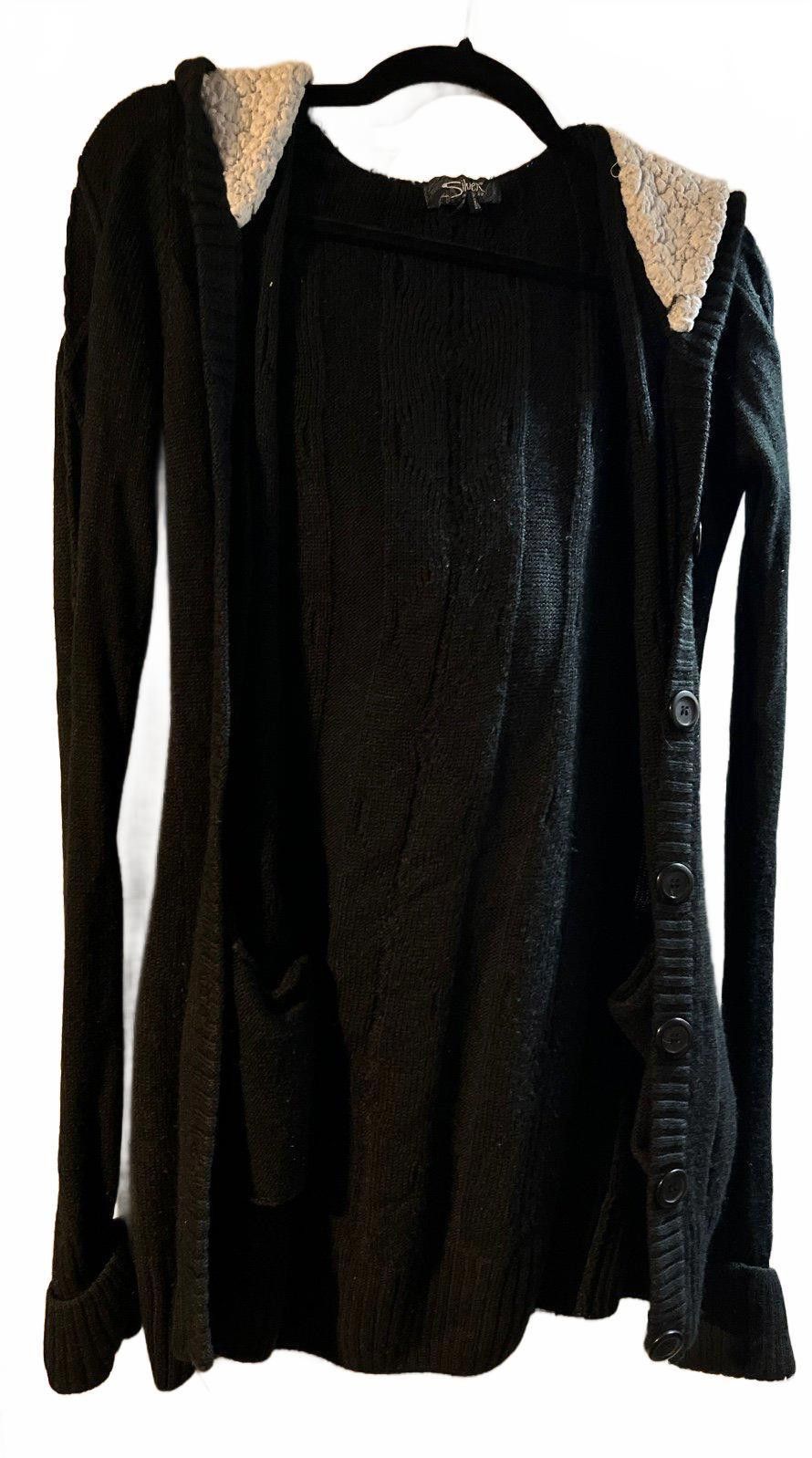 Other Cozy Black Hooded Cardigan by Silver Size M / US 6-8 / IT 42-44 - 1 Thumbnail