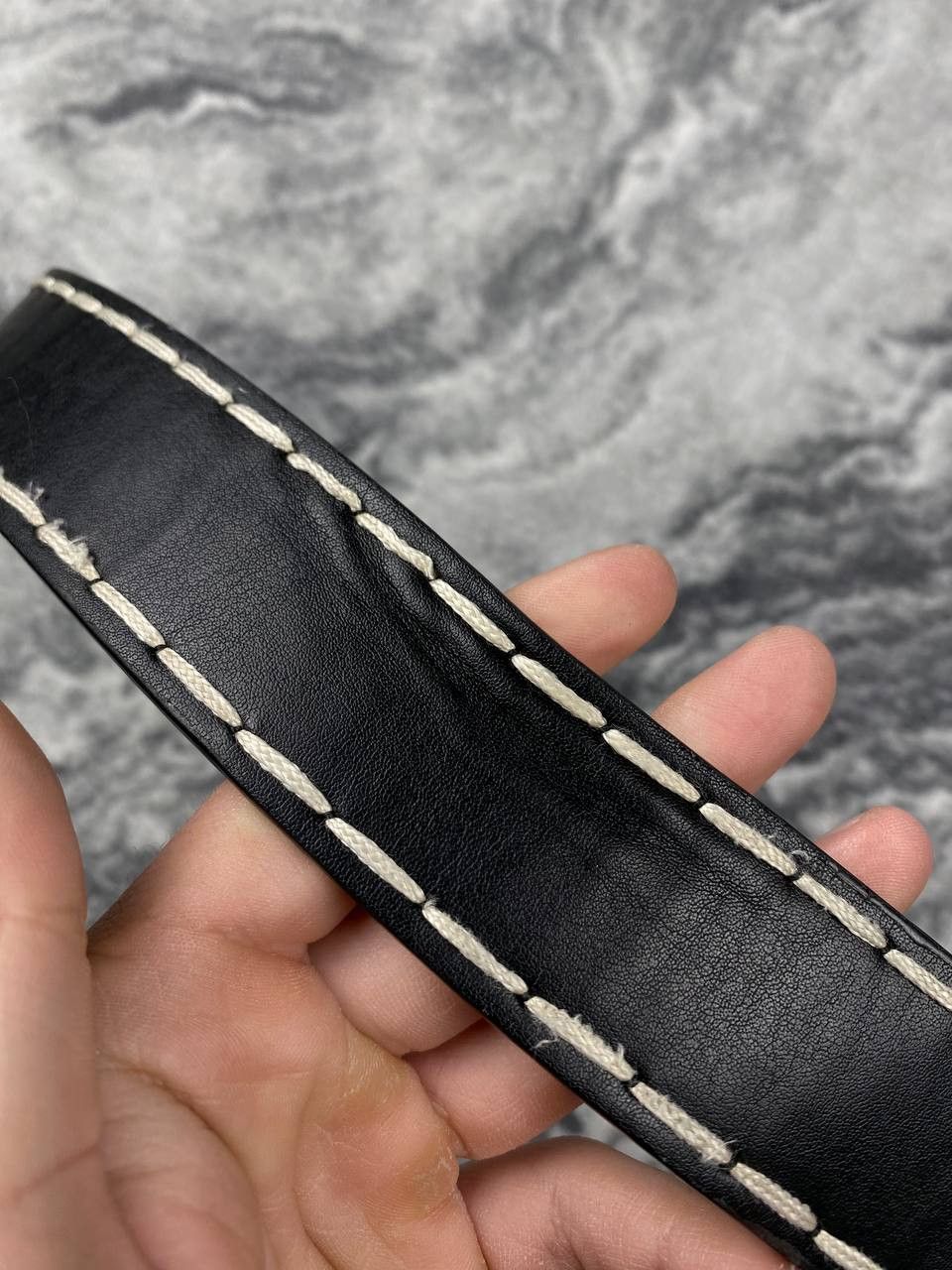 True Religion True Religion Stitched Leather Belt Men Black Size ONE SIZE - 4 Thumbnail