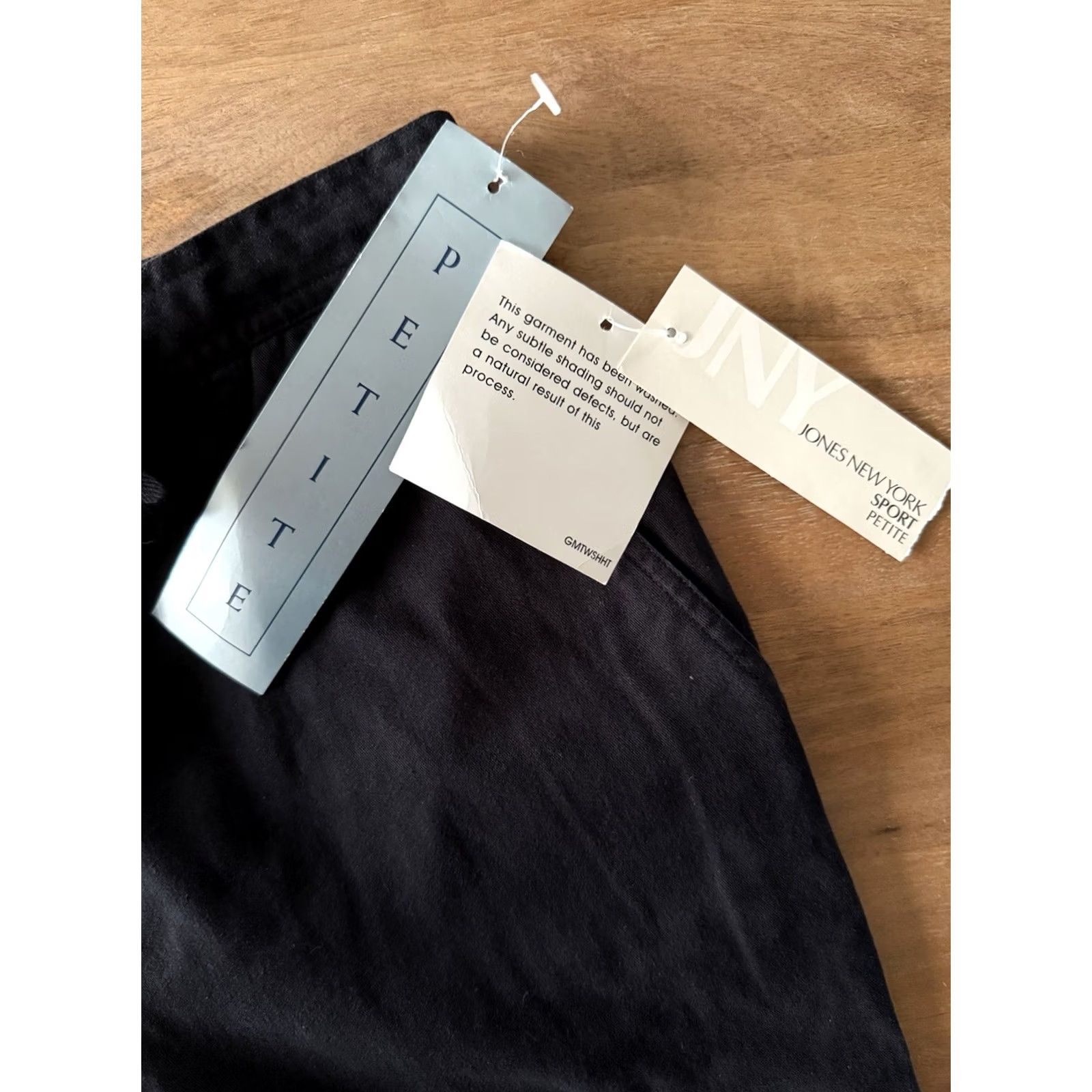 Jones New York NWT Jones New York Black Paperbag Wide Leg Cotton Twill Pants Womens 6P (27x18) Size 28" / US 6 / IT 42 - 4 Thumbnail