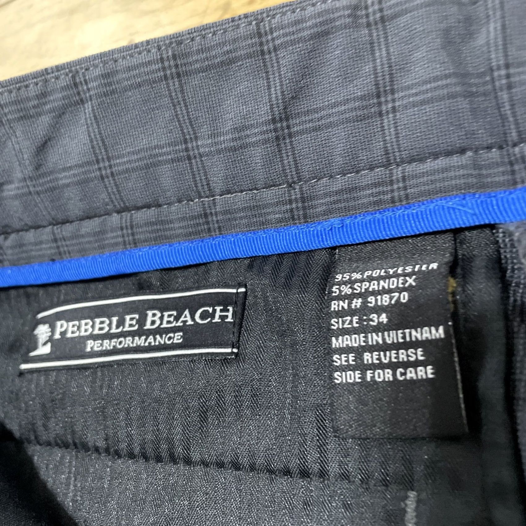 Vintage Pebble Beach Plaid Golf Shorts Men 34 Performance Charcoal Gray Active Flat 10" Size US 34 / EU 50 - 4 Thumbnail