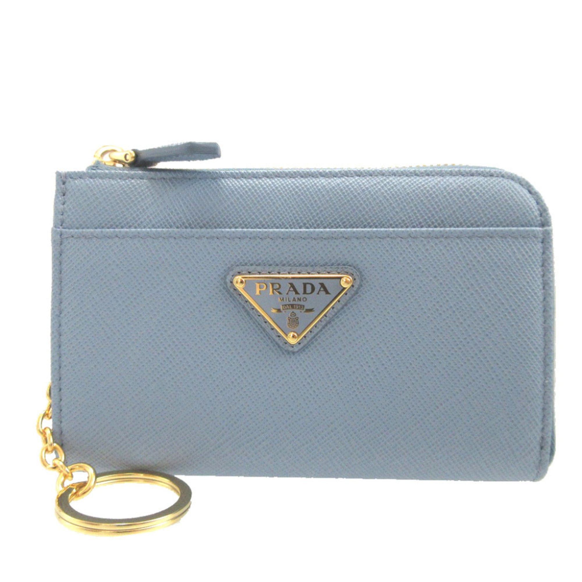 Prada 8A0581 Prada 1PP122 Saffiano Triangle Leather Plate Blue Accessory Key Case Business Card 0581 Size ONE SIZE - 1 Thumbnail