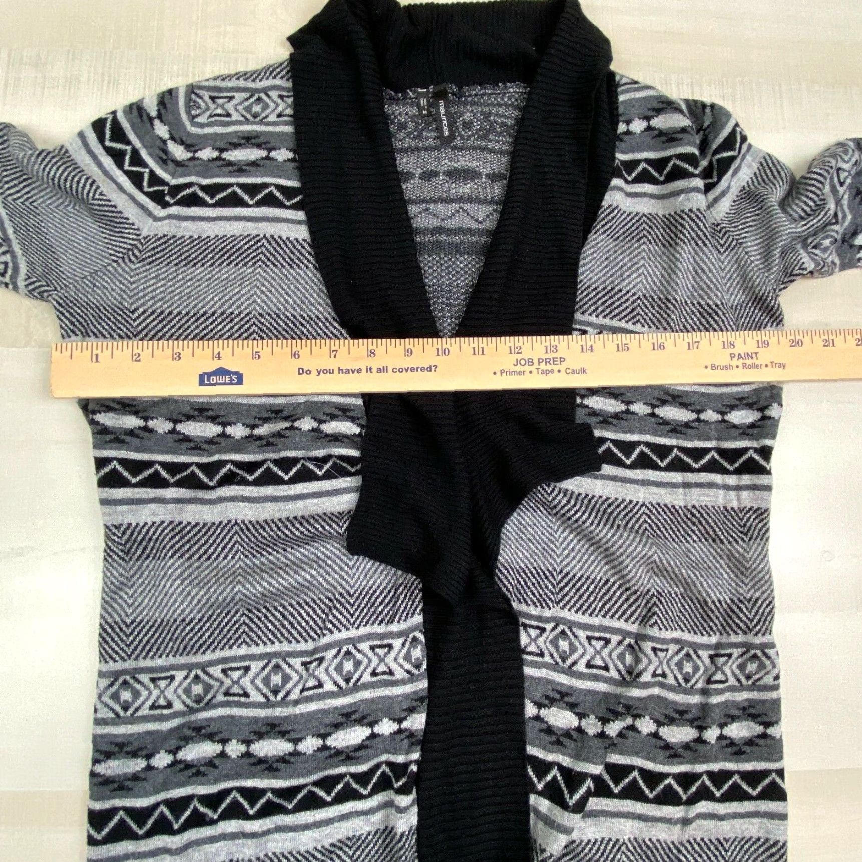 Vintage Maurices Womens Black White Geometric Cardigan Sweater Medium Long Sleeve Open Loose Boxy Size M / US 6-8 / IT 42-44 - 7 Thumbnail