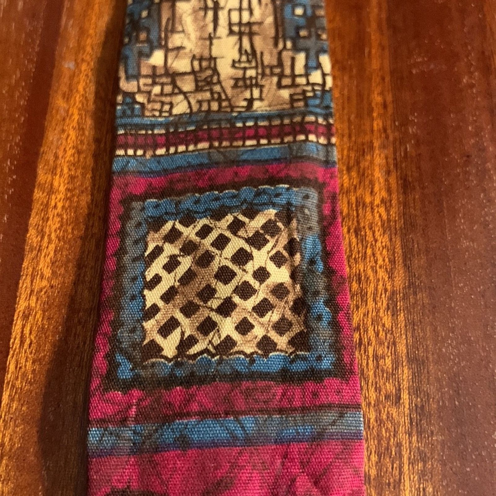 Vintage 60’s Batik wax resist tiki madmen midcentury necktie Size ONE SIZE - 8 Thumbnail