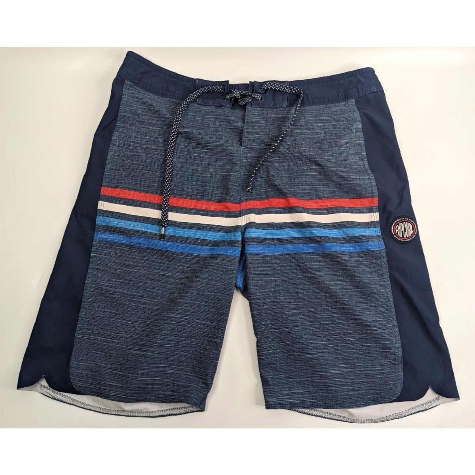 Rip Curl Rip Curl Board Shorts Men 32in Wide Stateside Mirage The Ultimate Hybrid Beach striped blue quick dry water-repellent cargo pocket 2000s Mens Size US 32 / EU 48 - 2 Thumbnail