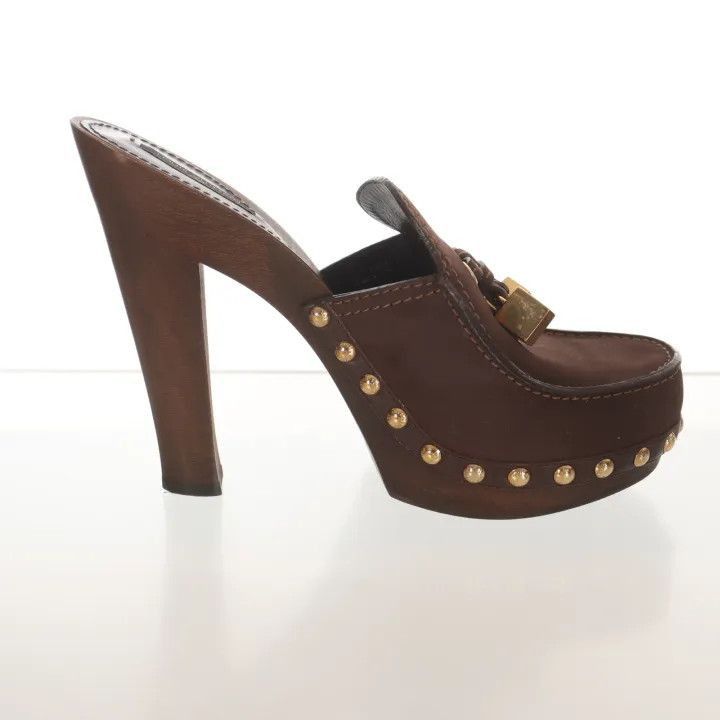 Louis Vuitton Louis Vuitton Brown High Heels with Gold Accents -2508 Size US 8 / IT 38 - 1 Thumbnail