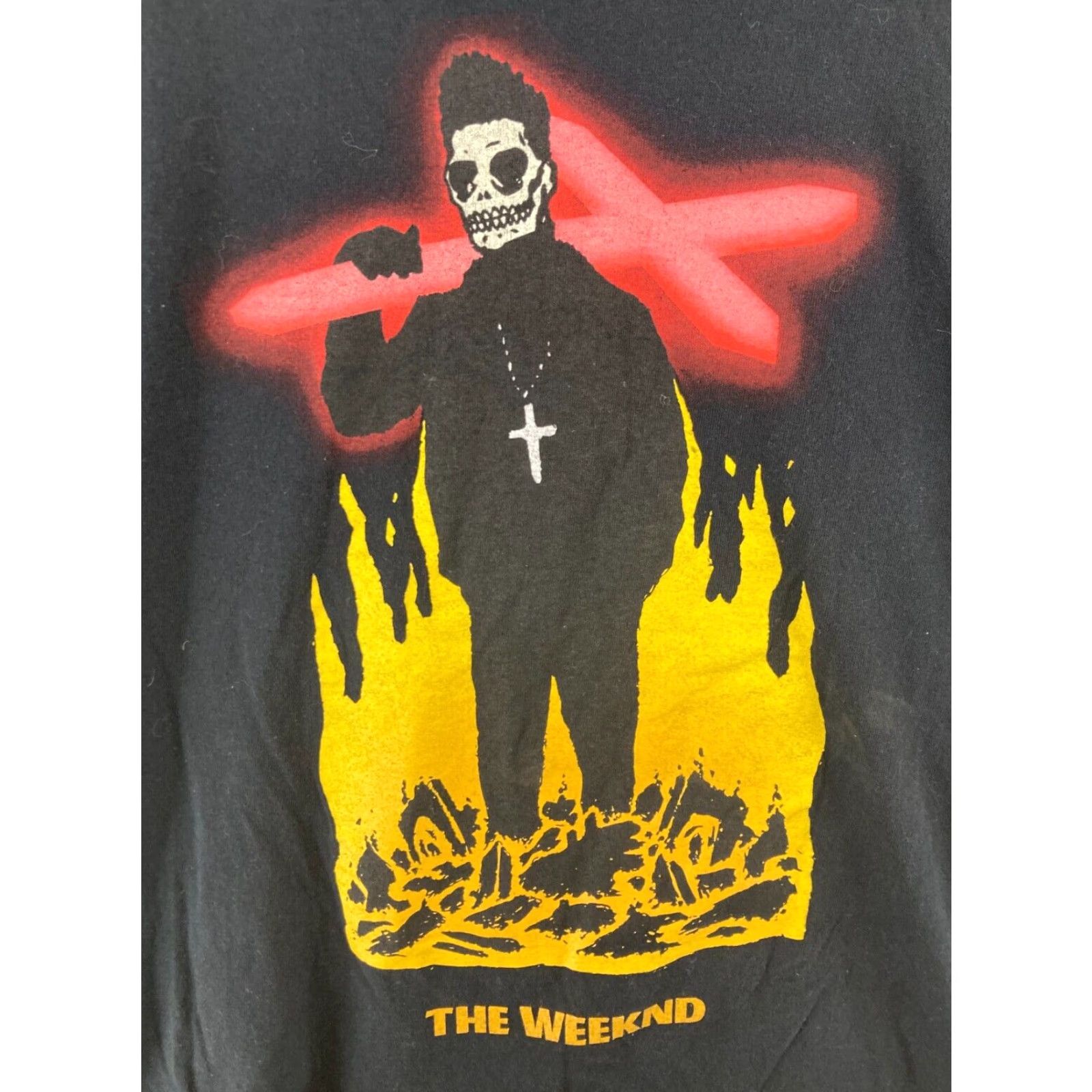 Vintage XO The Weeknd Band TShirt Mens L Black Skull Cross Fire Graphic Print Size US L / EU 52-54 / 3 - 4 Thumbnail