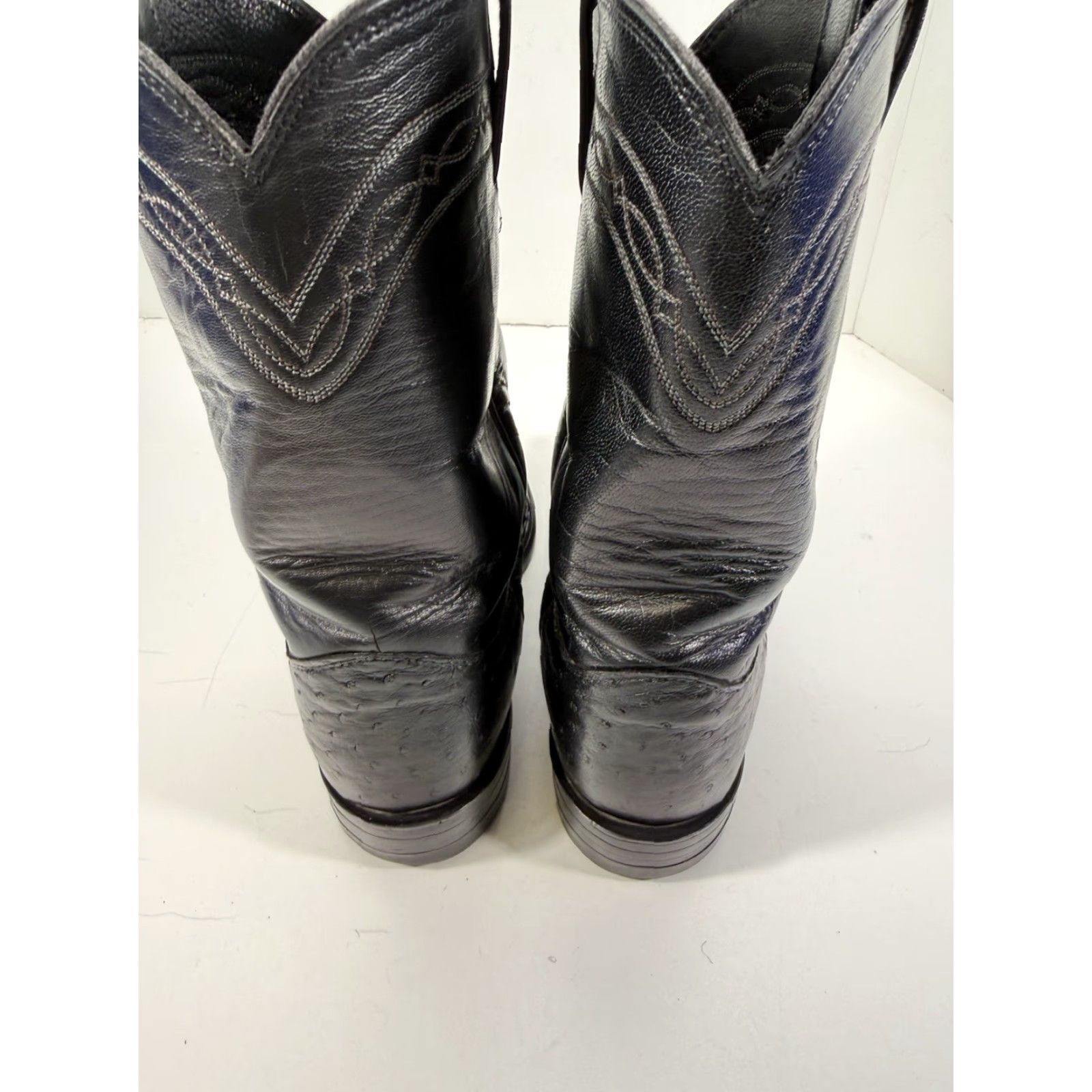 Justin Boots Justin Boots Men Size 7.5 EE Wide Full Quill Ostrich Black Leather Western 3171 Size US 8 / EU 41 - 6 Thumbnail