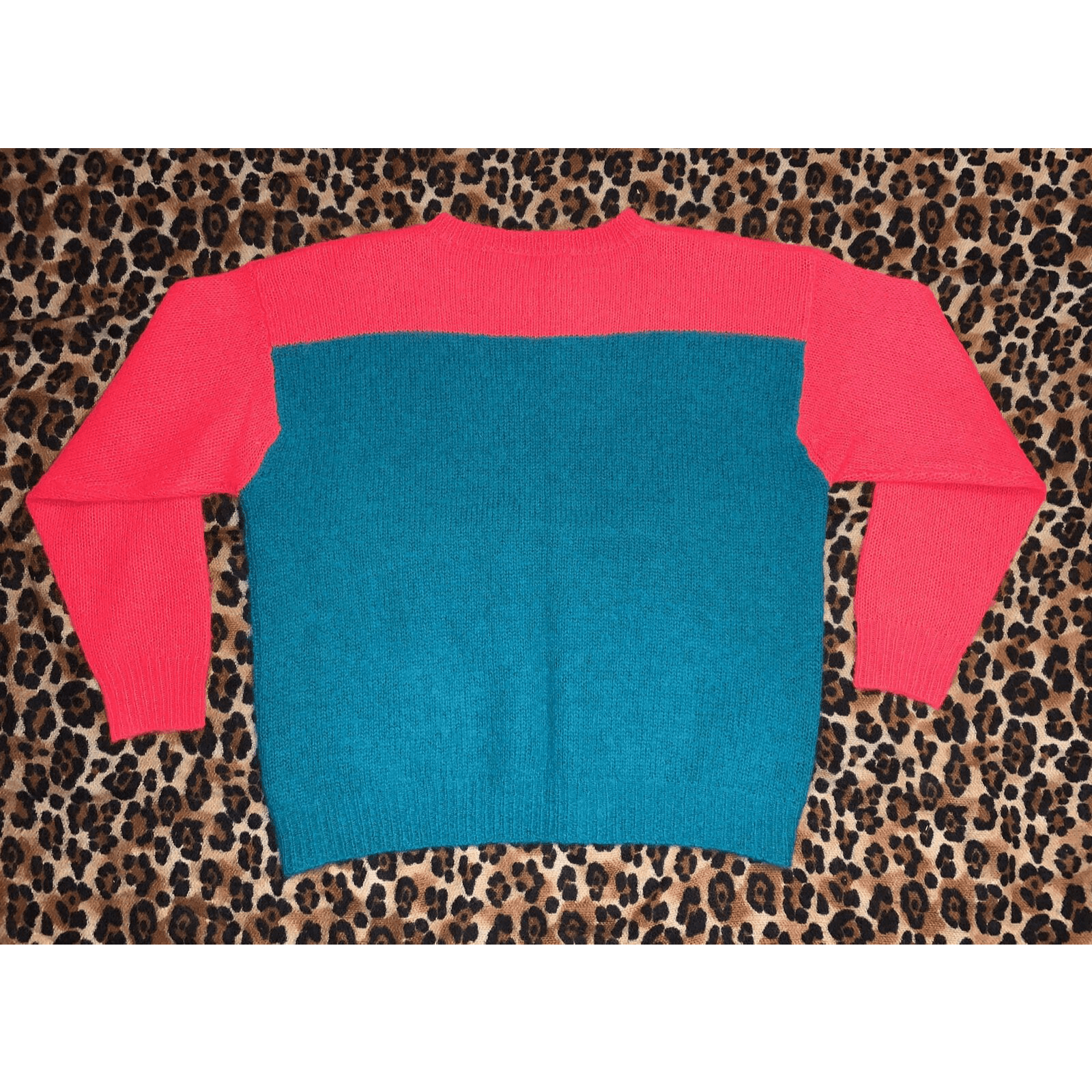 Stephen Sprouse Vtg 1980s STEPHEN SPROUSE Colorblock Red Blue Mohair Sweater Size L / US 10 / IT 46 - 8 Thumbnail