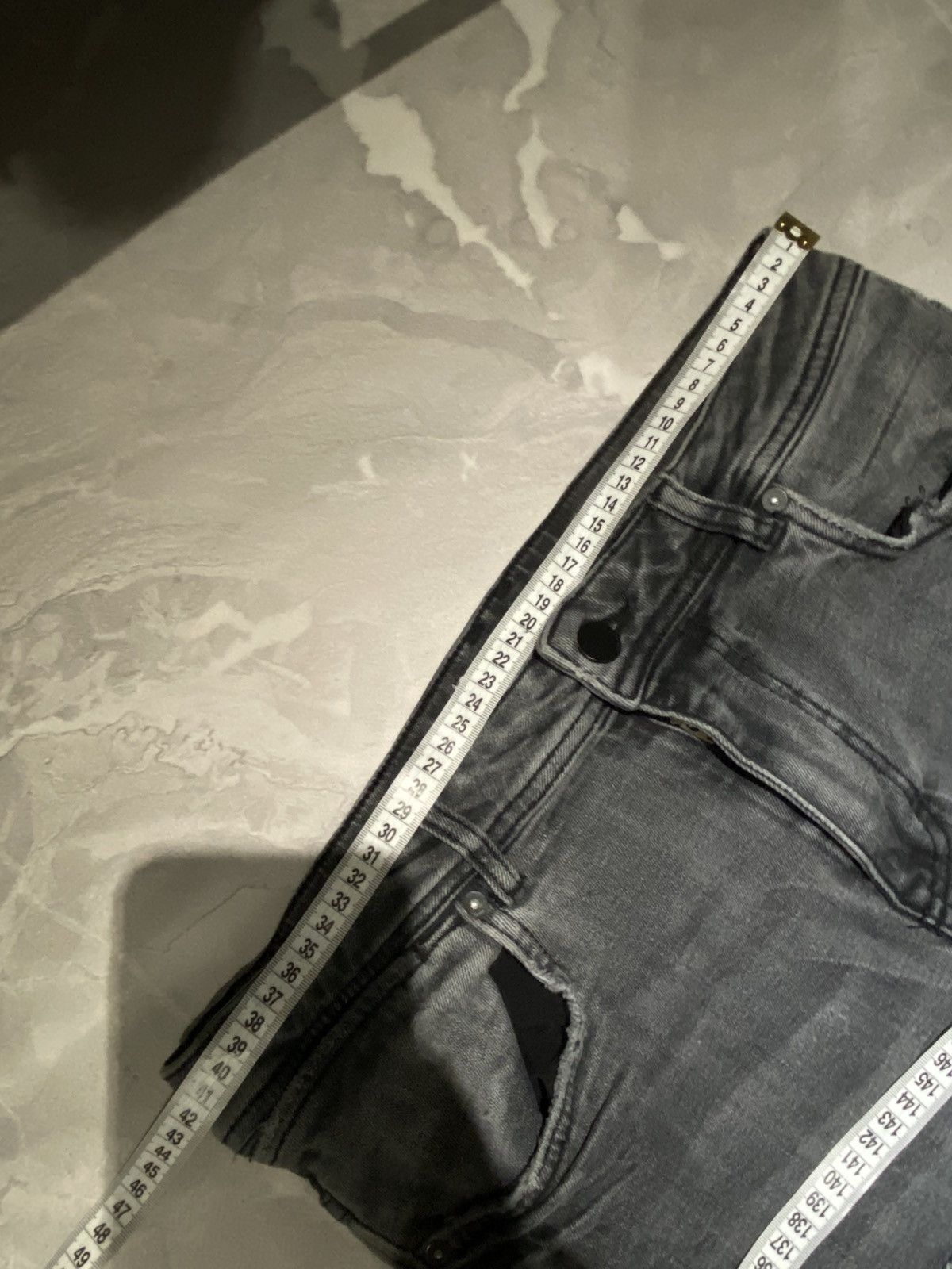 Japanese Brand 2000s Punk Distressed Raw Hem Jeans – Heavy Fade Size US 32 / EU 48 - 4 Thumbnail