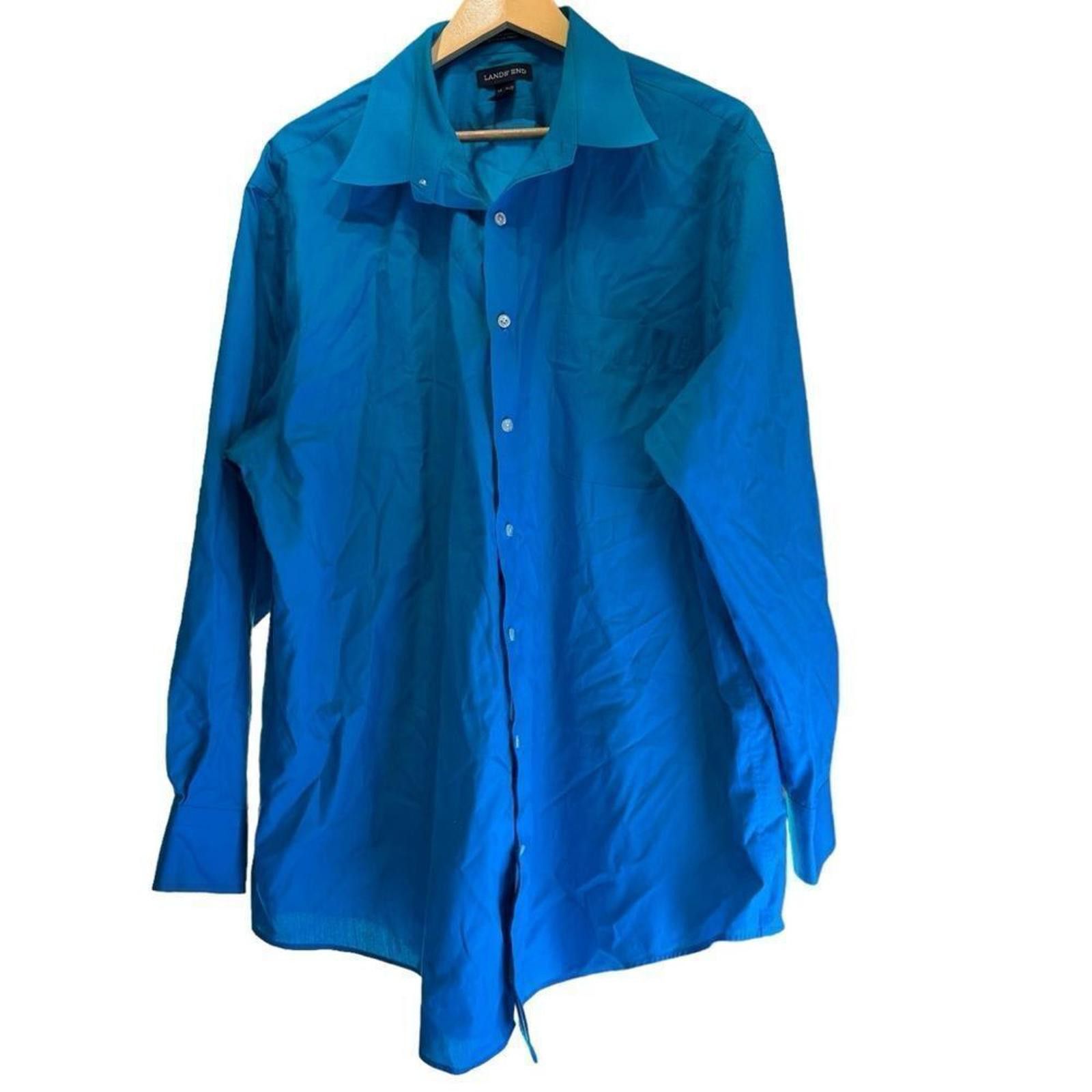 Lands' End Lands End Turquoise Wrinkle Free Broadcloth Shirt Size 18x35 Size US M / EU 48-50 / 2 - 1 Thumbnail