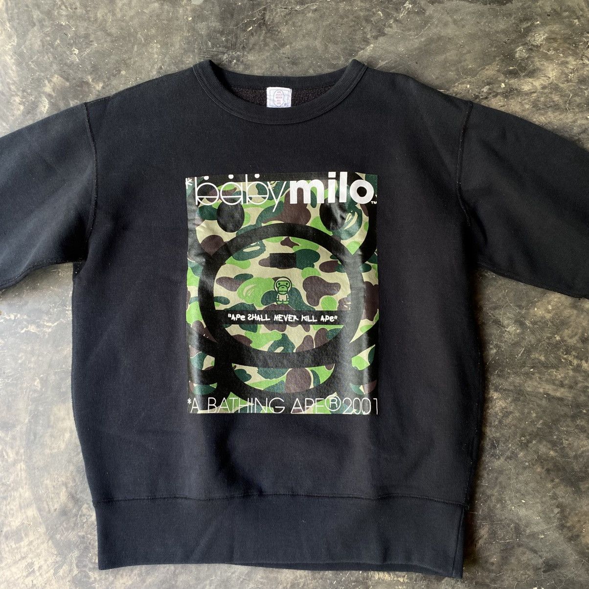 Bape Beby milo Black Camo Logo Fleece-Lined Sweater Size US M / EU 48-50 / 2 - 6 Thumbnail
