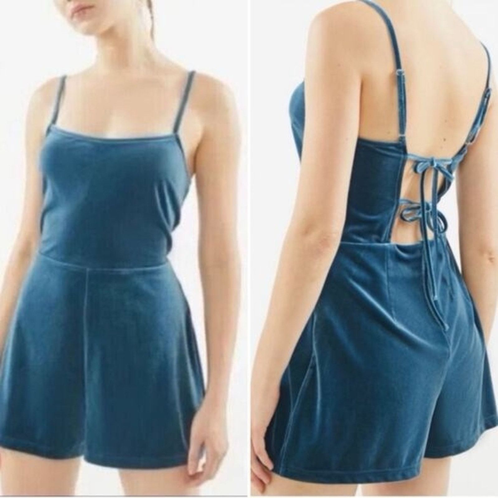 Urban Outfitters Urban Outfitters Luxe Velour Tie Back Romper Womens Small Size 28" / US 6 / IT 42 - 1 Thumbnail