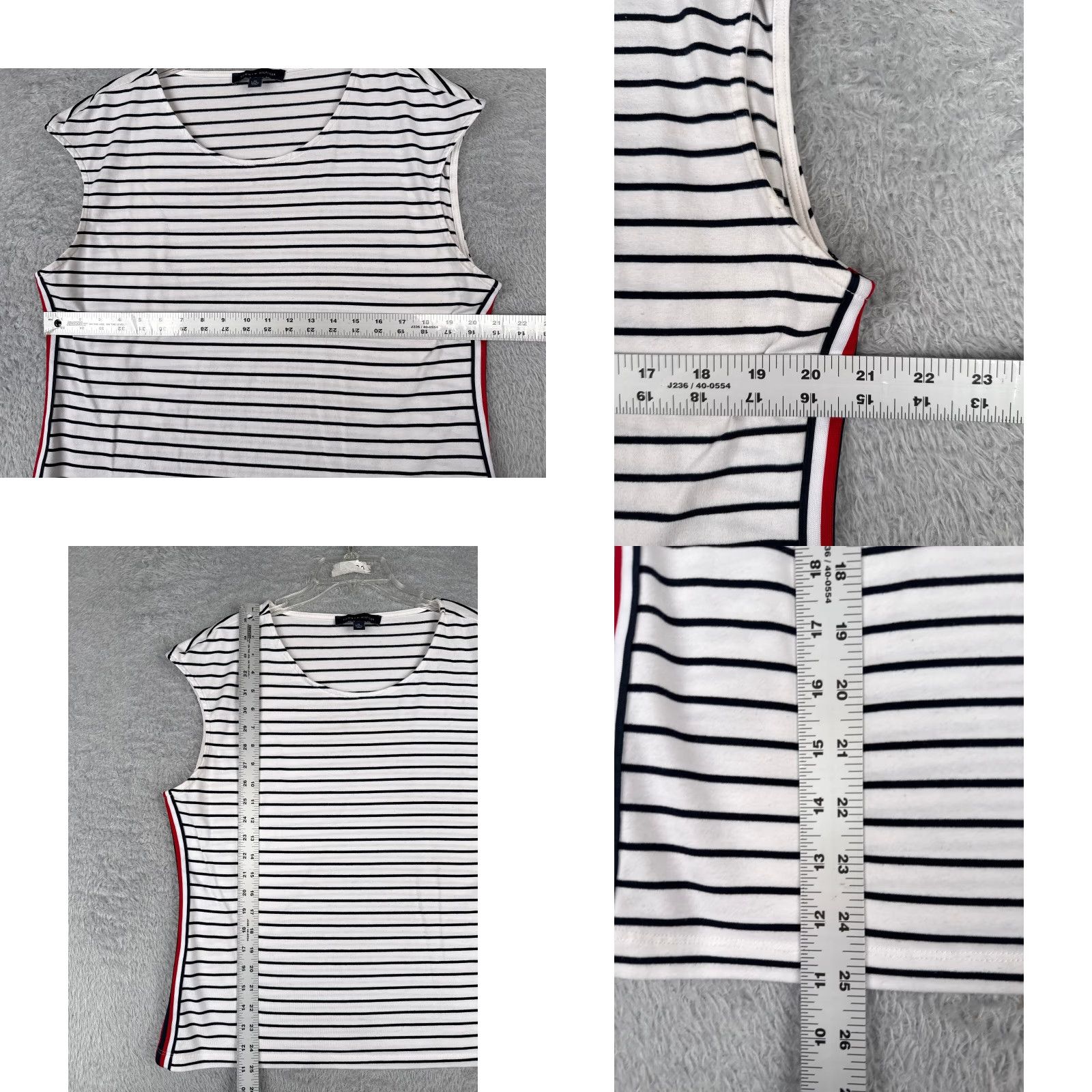Tommy Hilfiger VINTAGE Tommy Hilfiger Shirt Women XL White Stripe Tank Sleeveless Poly Blend Casual Workwear 80s 90s Mens Girls Womens Size XL / US 12-14 / IT 48-50 - 8 Thumbnail